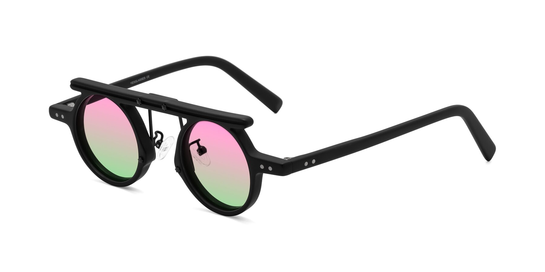 Angle of Deer in Matte Black with Pink / Green Gradient Lenses