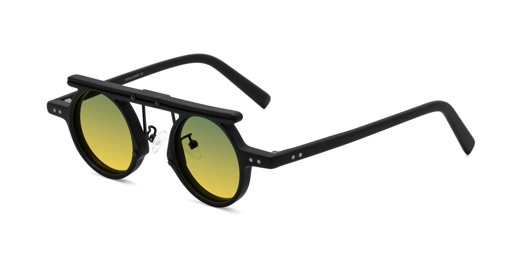 Angle of Deer in Matte Black with Green / Yellow Gradient Lenses