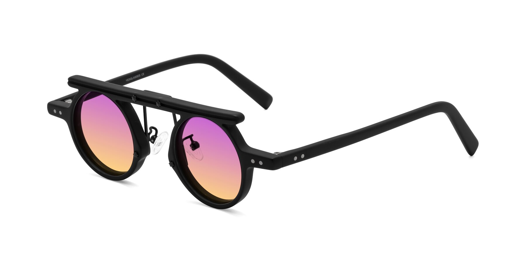 Angle of Deer in Matte Black with Purple / Yellow Gradient Lenses