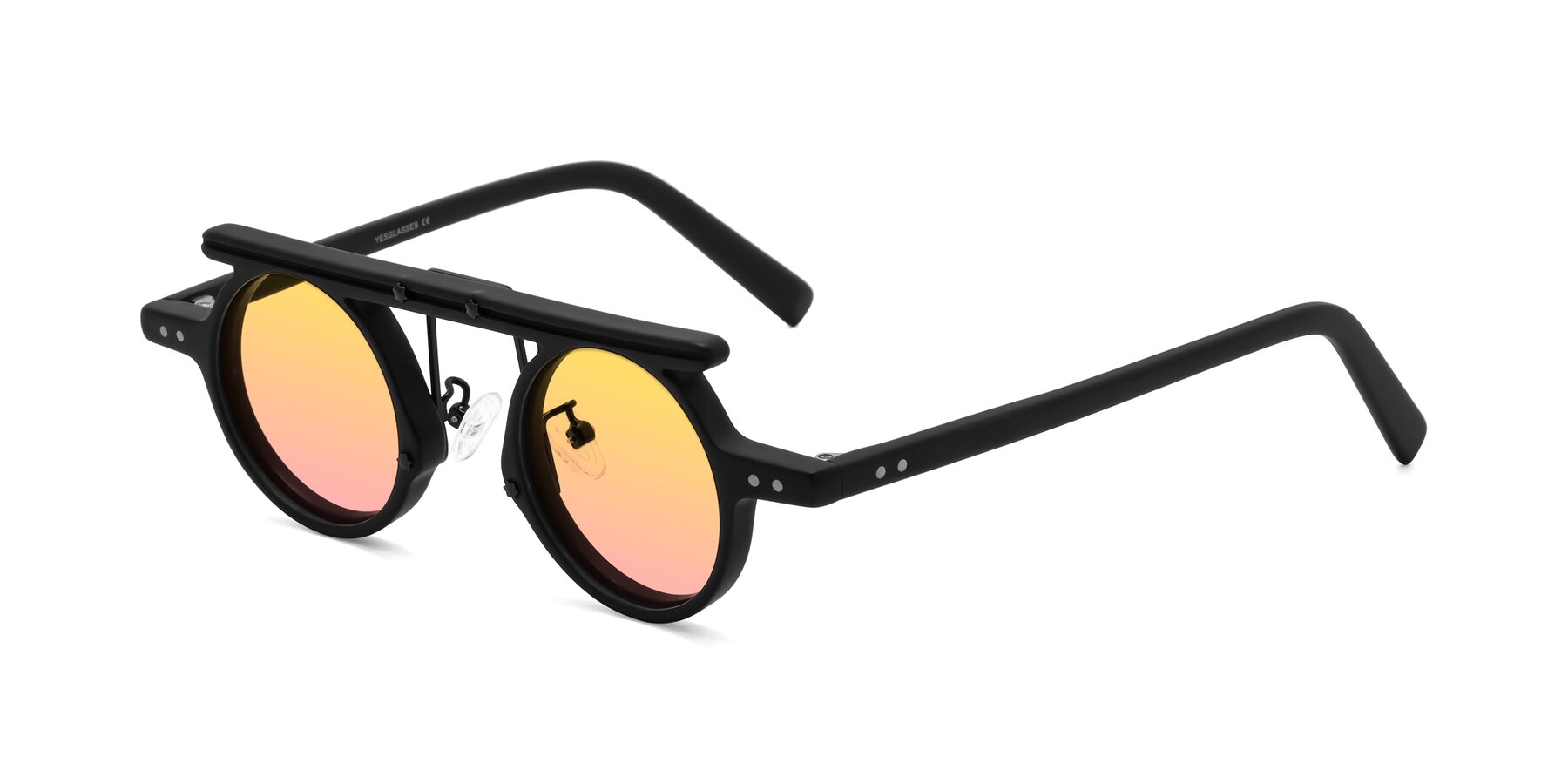 Angle of Deer in Matte Black with Yellow / Pink Gradient Lenses