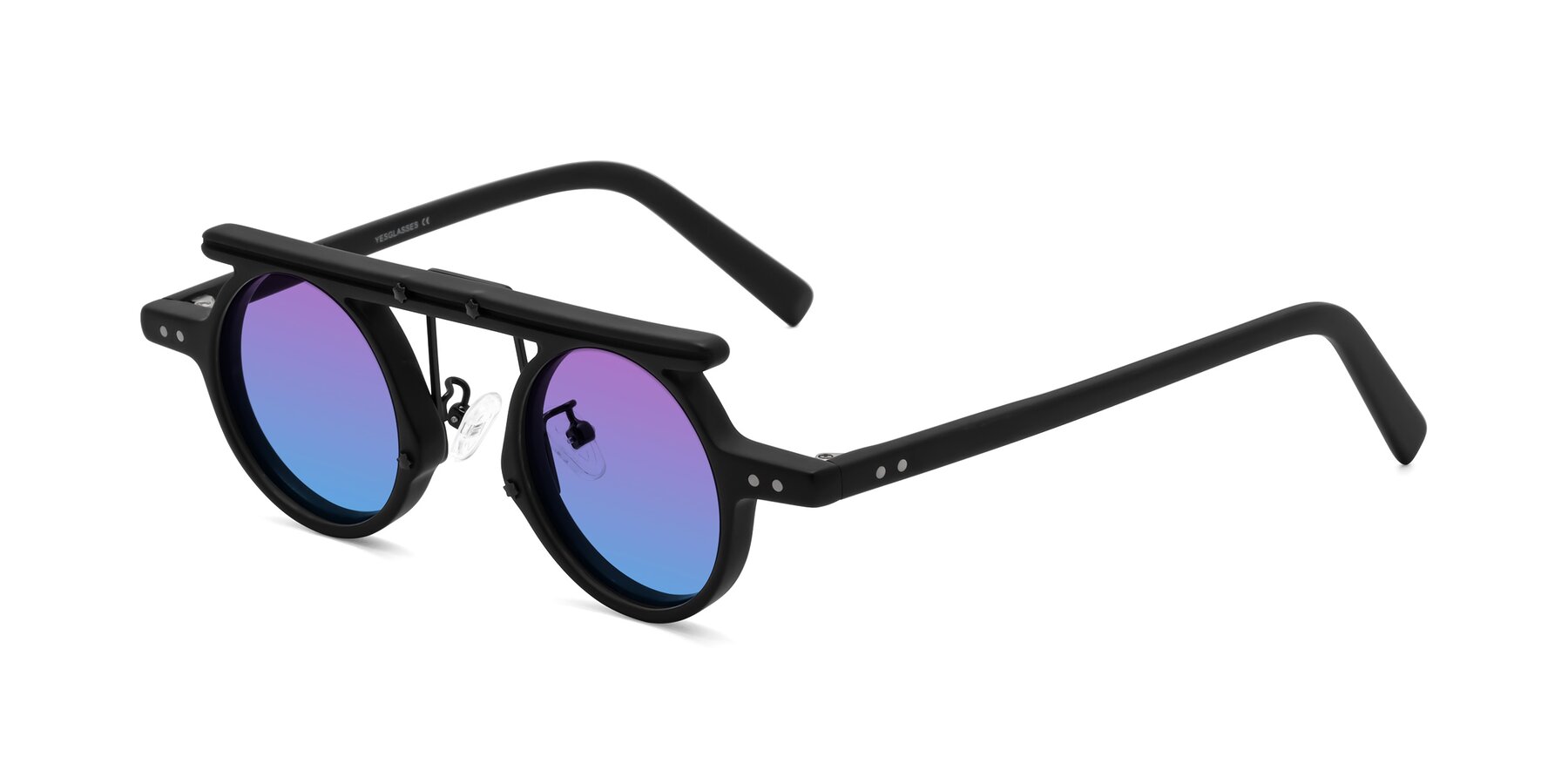 Angle of Deer in Matte Black with Purple / Blue Gradient Lenses