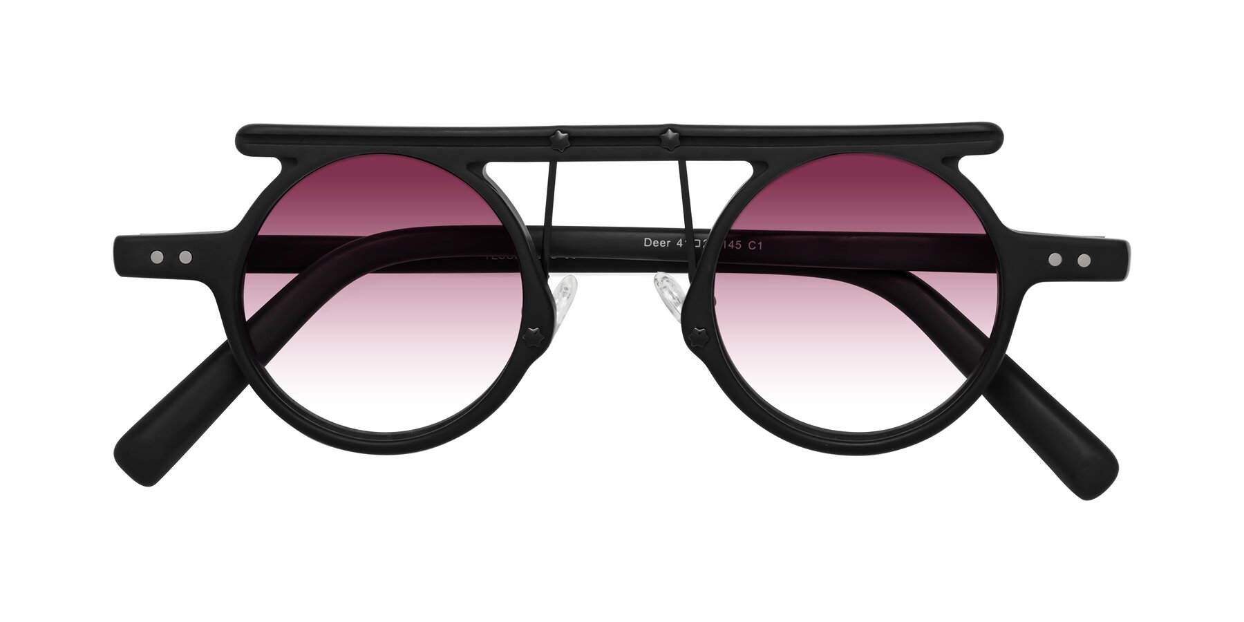 Folded Front of Deer in Matte Black with Wine Gradient Lenses