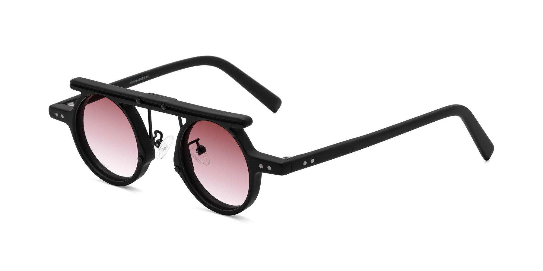 Angle of Deer in Matte Black with Garnet Gradient Lenses