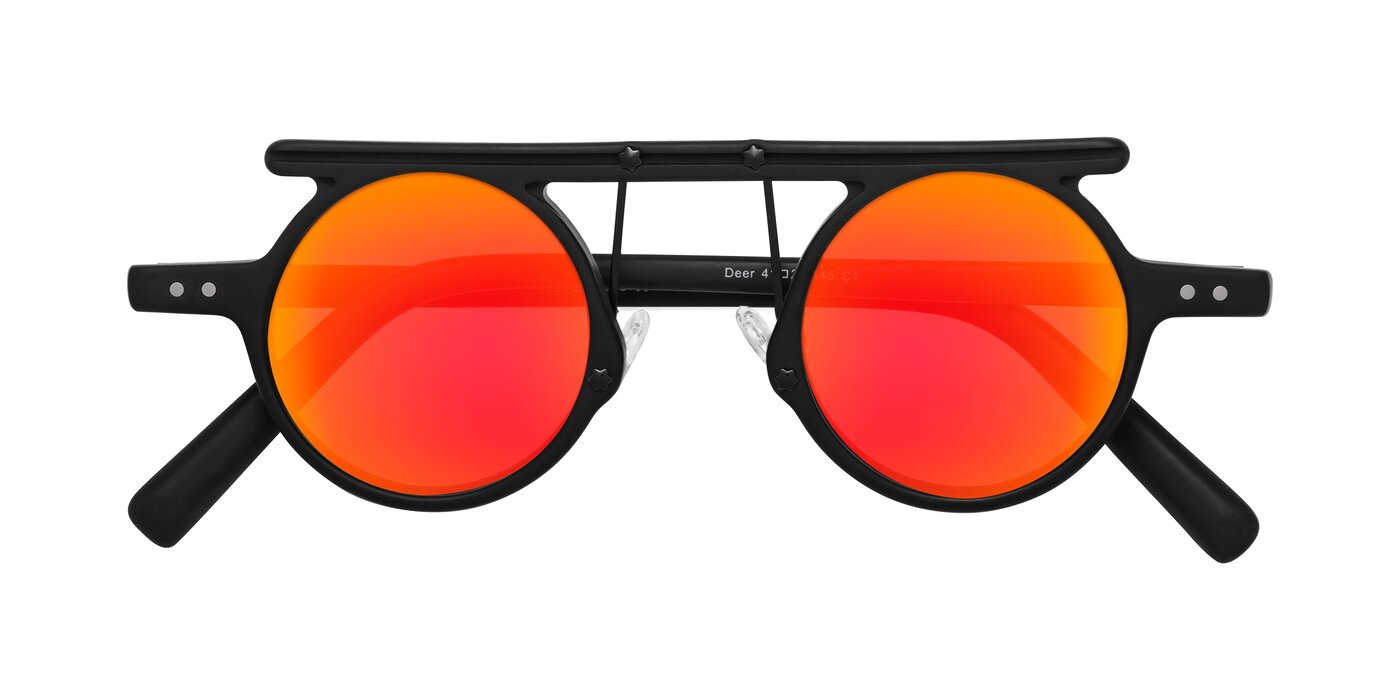 Deer - Matte Black Flash Mirrored Sunglasses