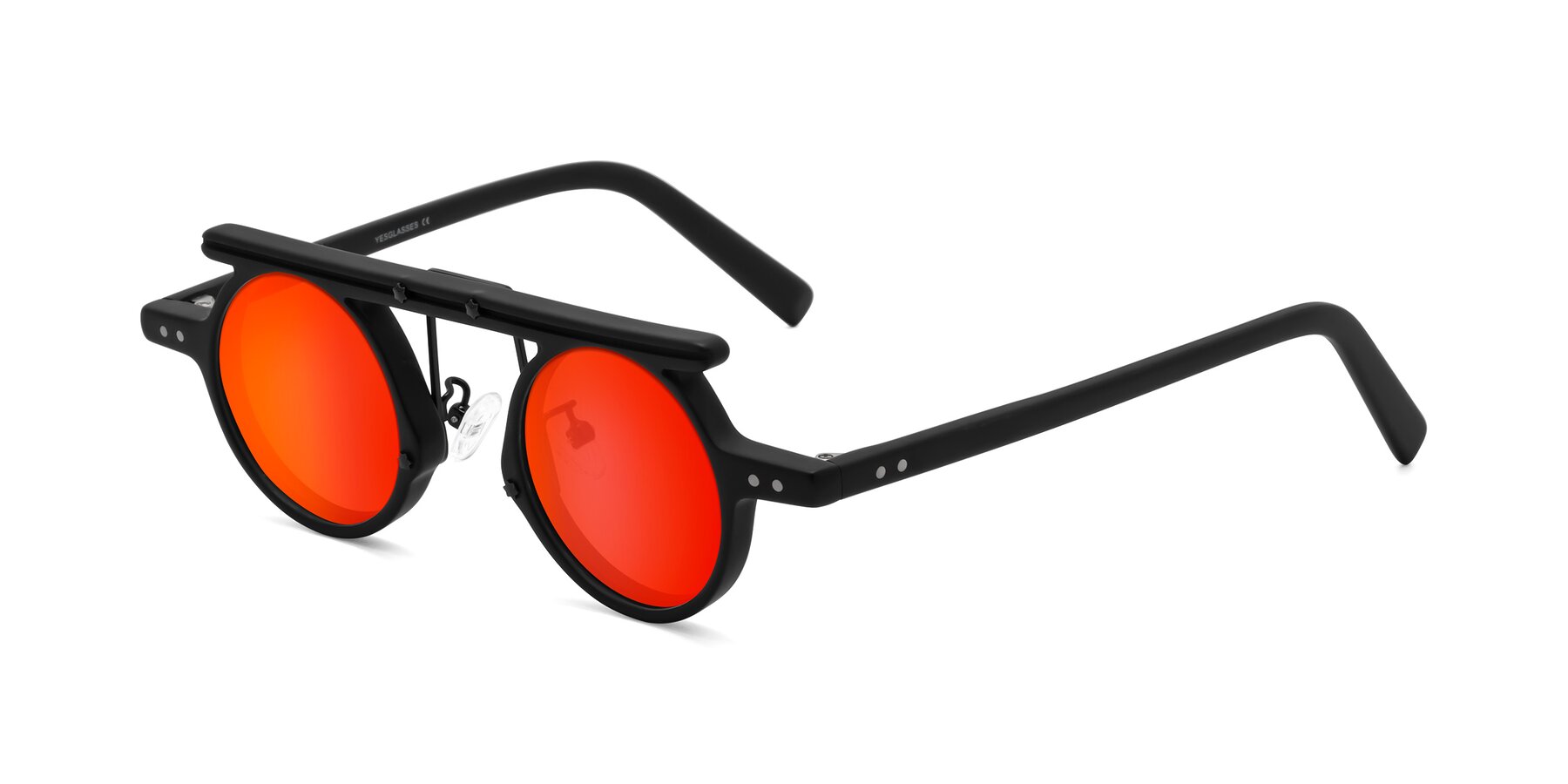 Angle of Deer in Matte Black with Red Gold Mirrored Lenses