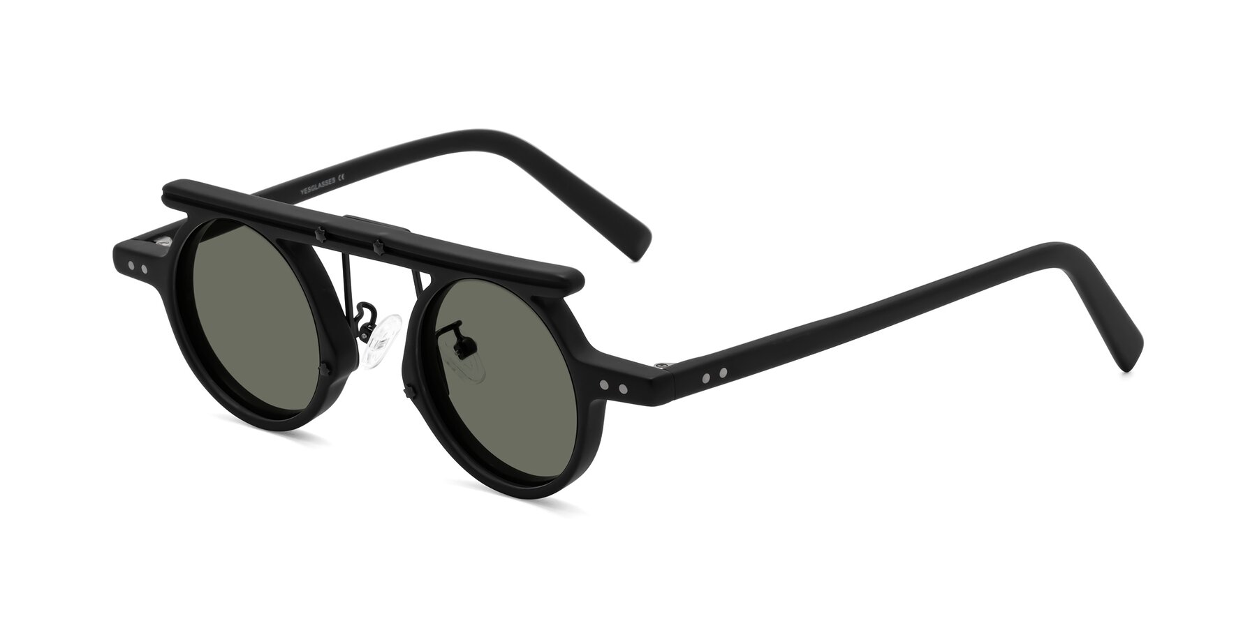 Angle of Deer in Matte Black with Gray Polarized Lenses