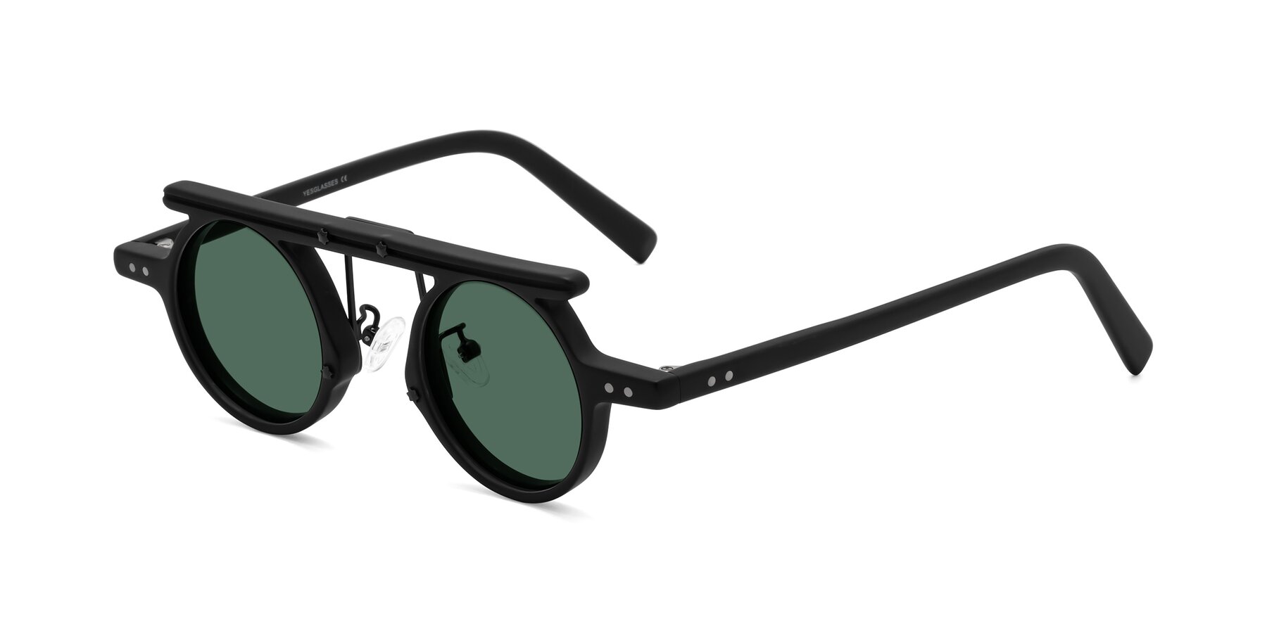 Angle of Deer in Matte Black with Green Polarized Lenses