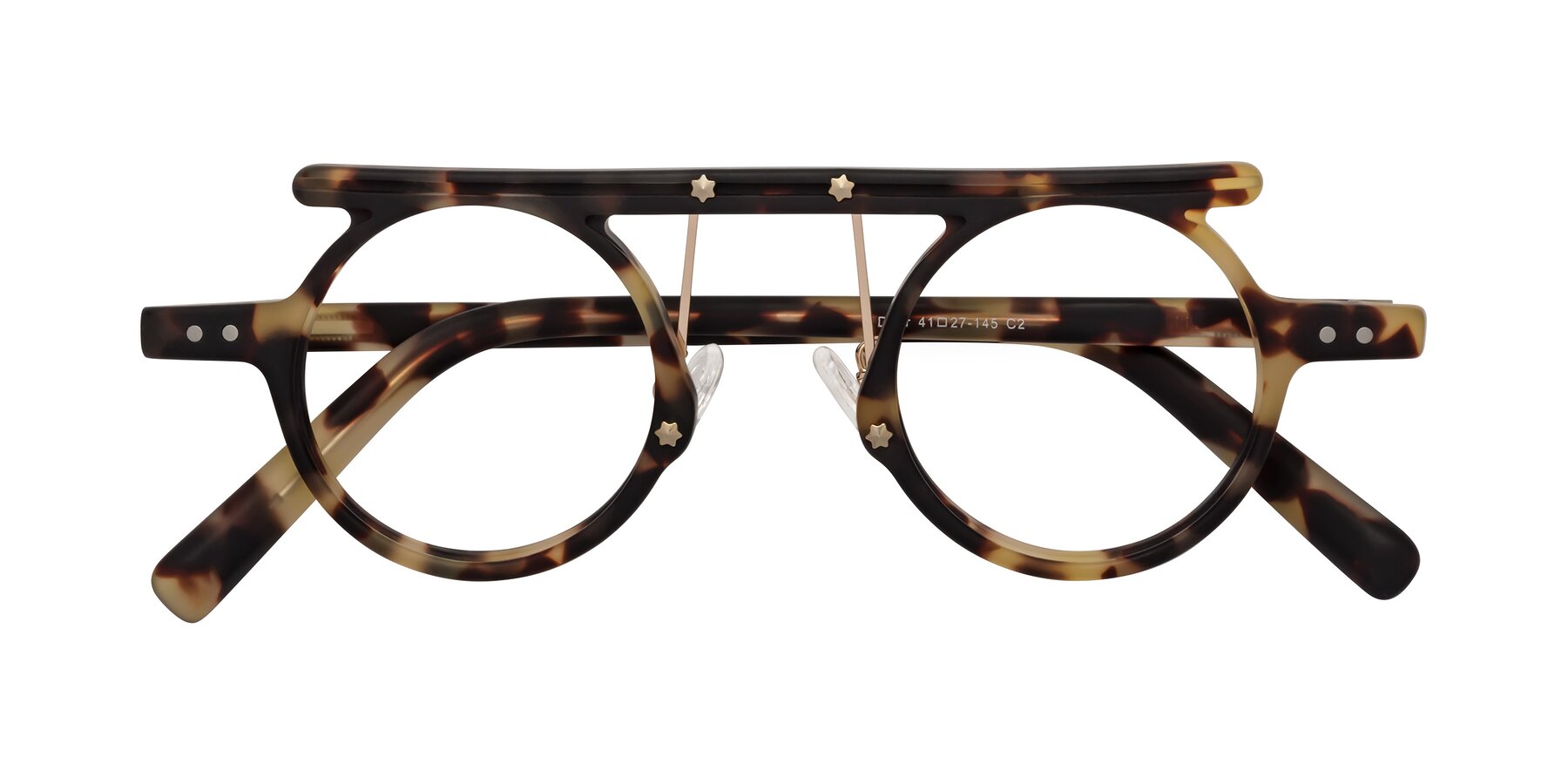 Folded Front of Deer in Sandstorm Tortoise with Clear Eyeglass Lenses