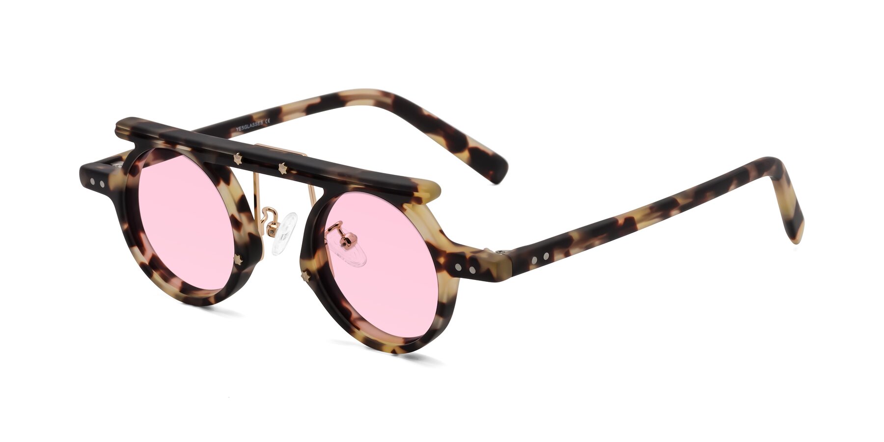 Angle of Deer in Sandstorm Tortoise with Light Pink Tinted Lenses