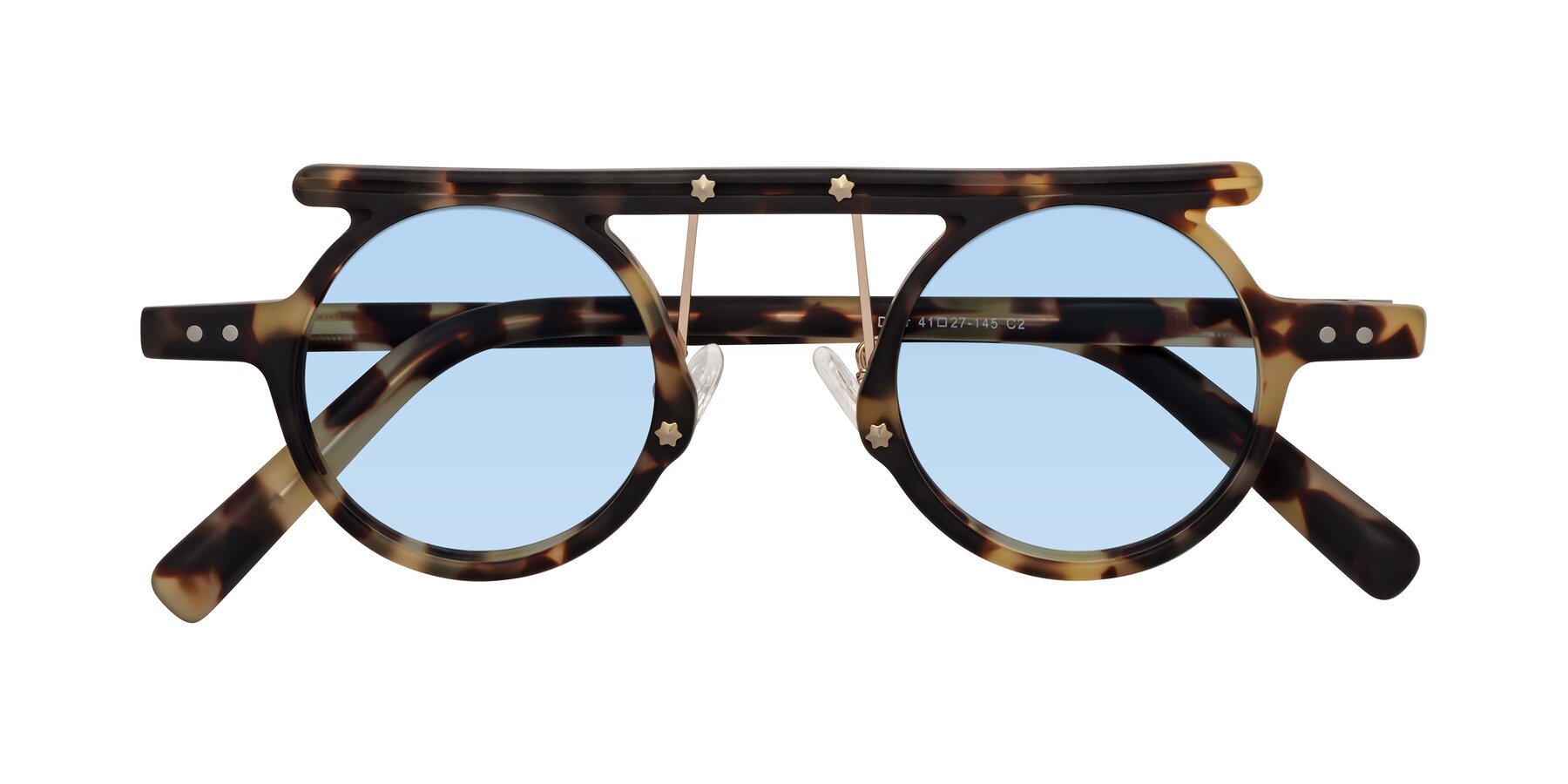 Folded Front of Deer in Sandstorm Tortoise with Light Blue Tinted Lenses