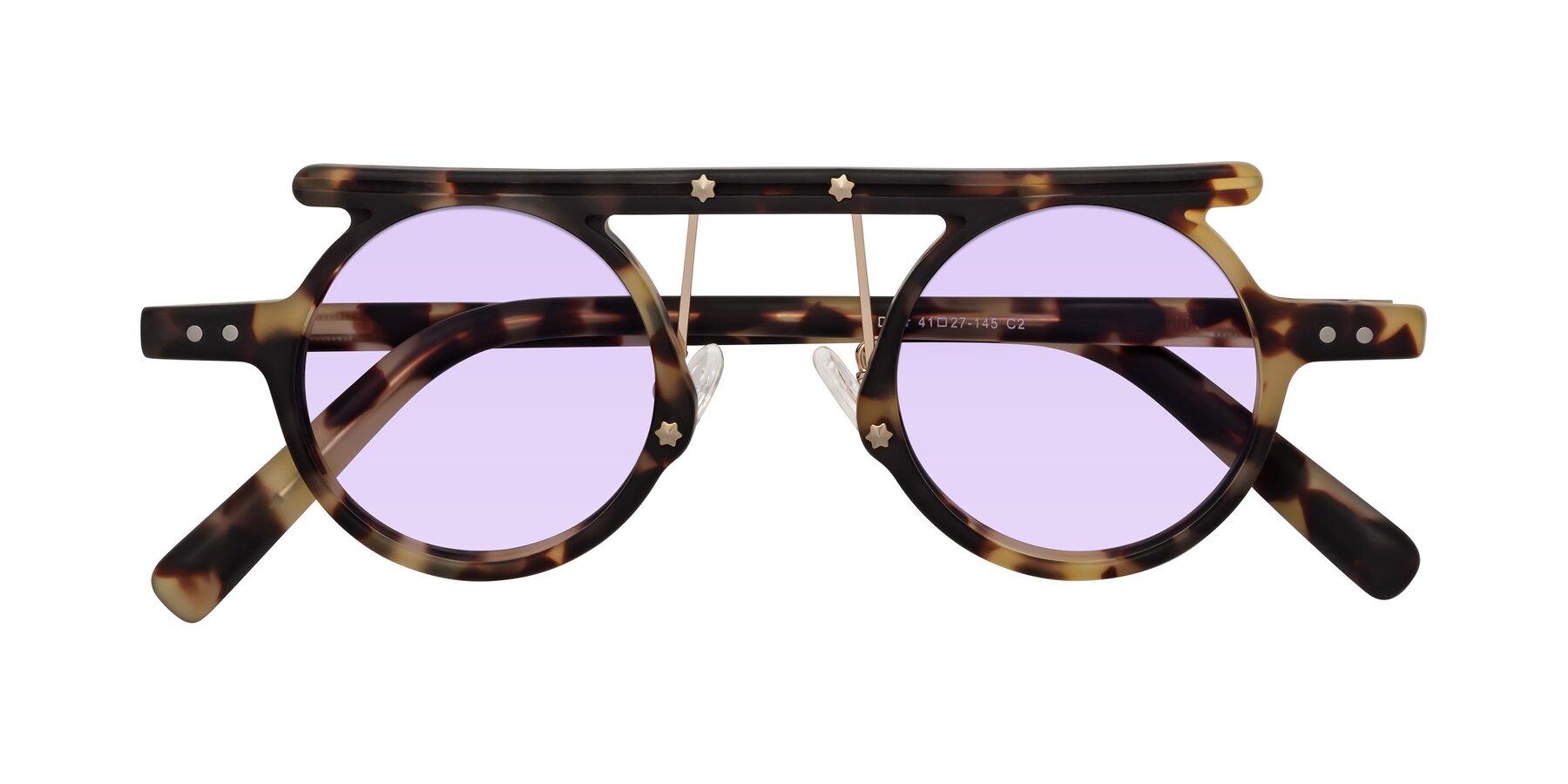 Folded Front of Deer in Sandstorm Tortoise with Light Purple Tinted Lenses