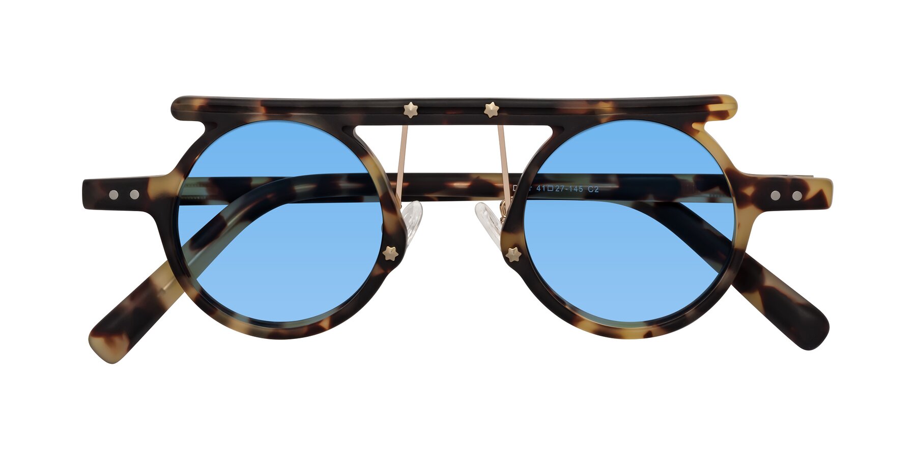 Folded Front of Deer in Sandstorm Tortoise with Medium Blue Tinted Lenses