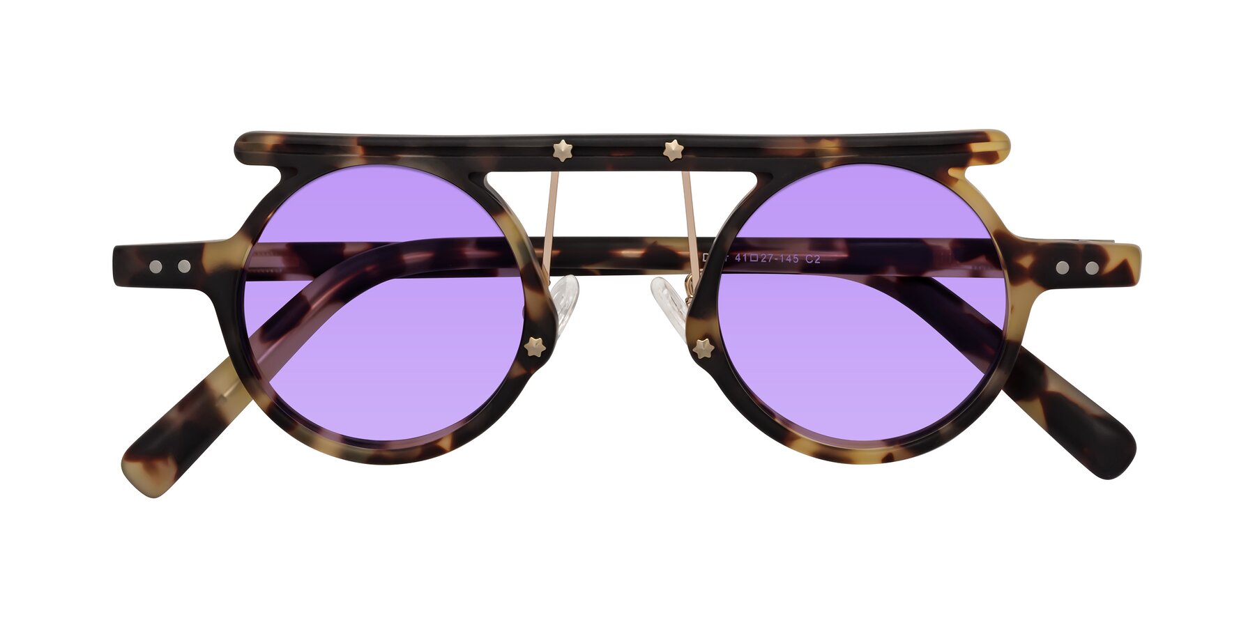 Folded Front of Deer in Sandstorm Tortoise with Medium Purple Tinted Lenses