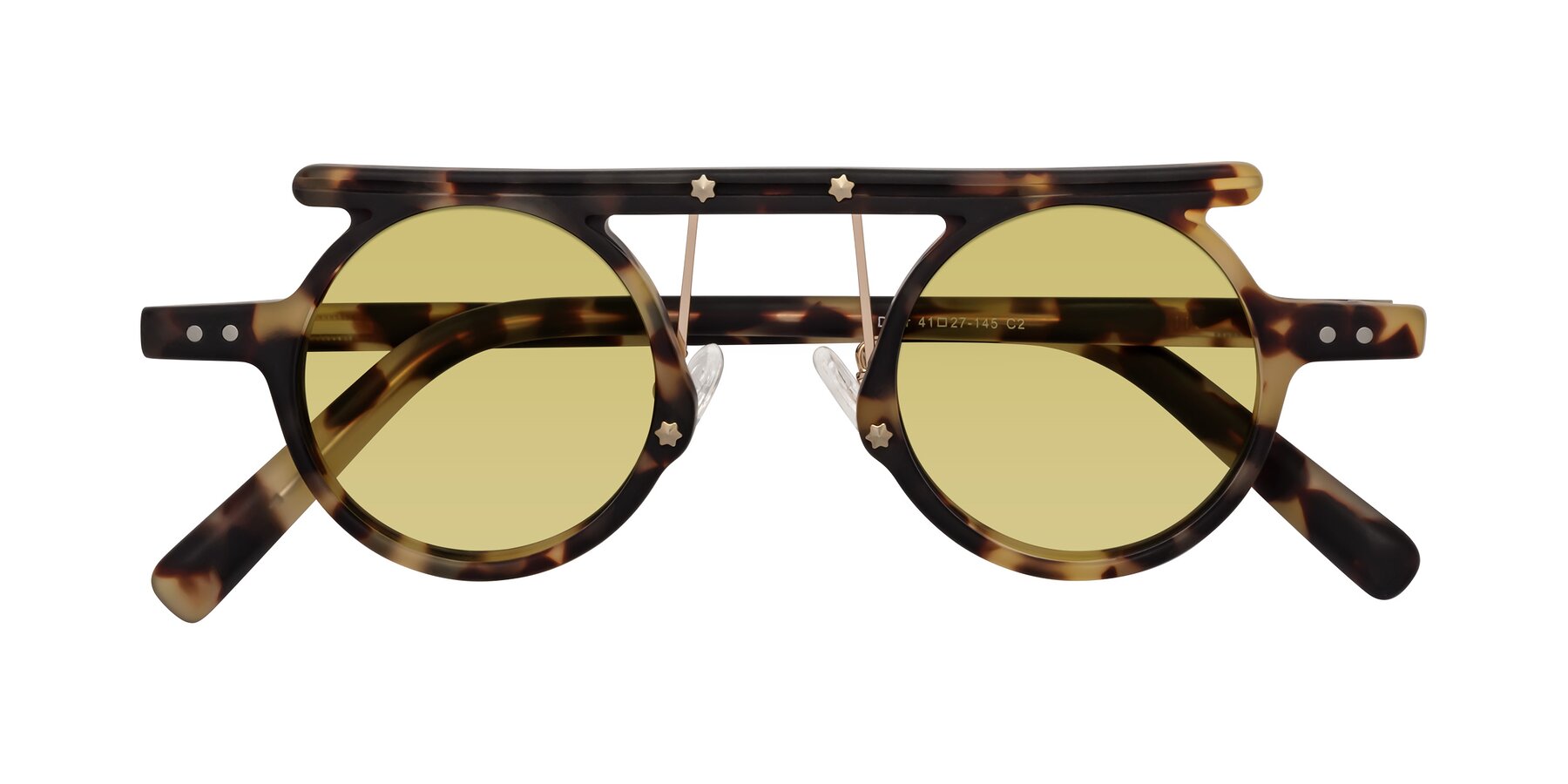 Folded Front of Deer in Sandstorm Tortoise with Medium Champagne Tinted Lenses