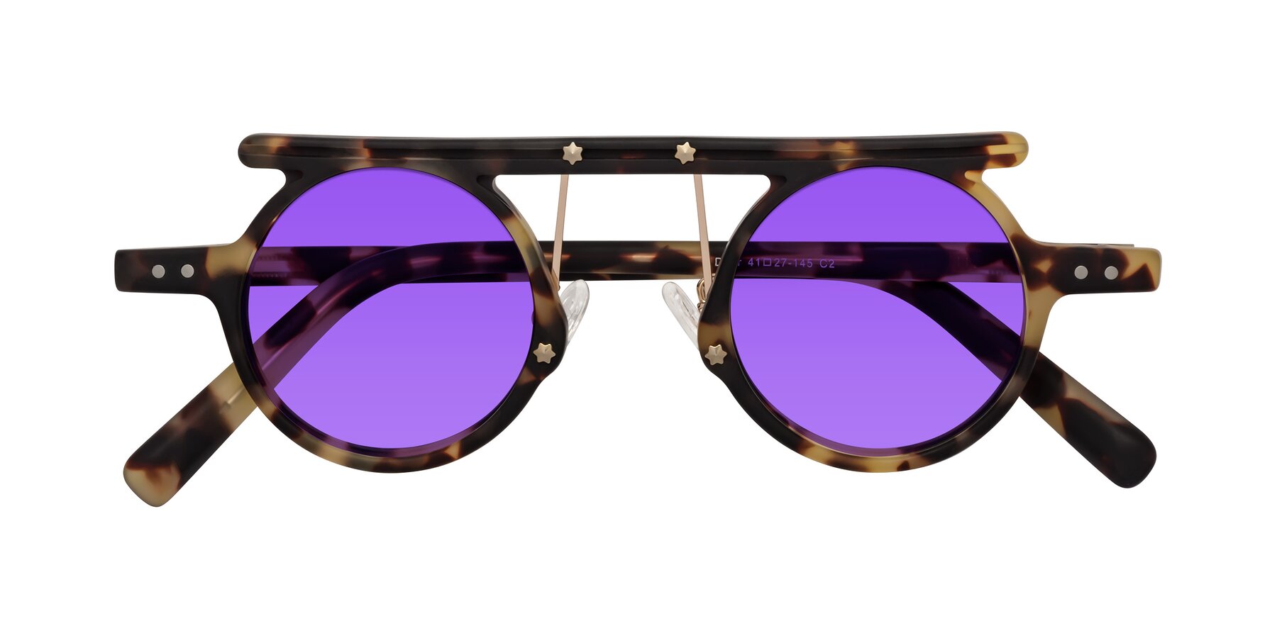 Folded Front of Deer in Sandstorm Tortoise with Purple Tinted Lenses