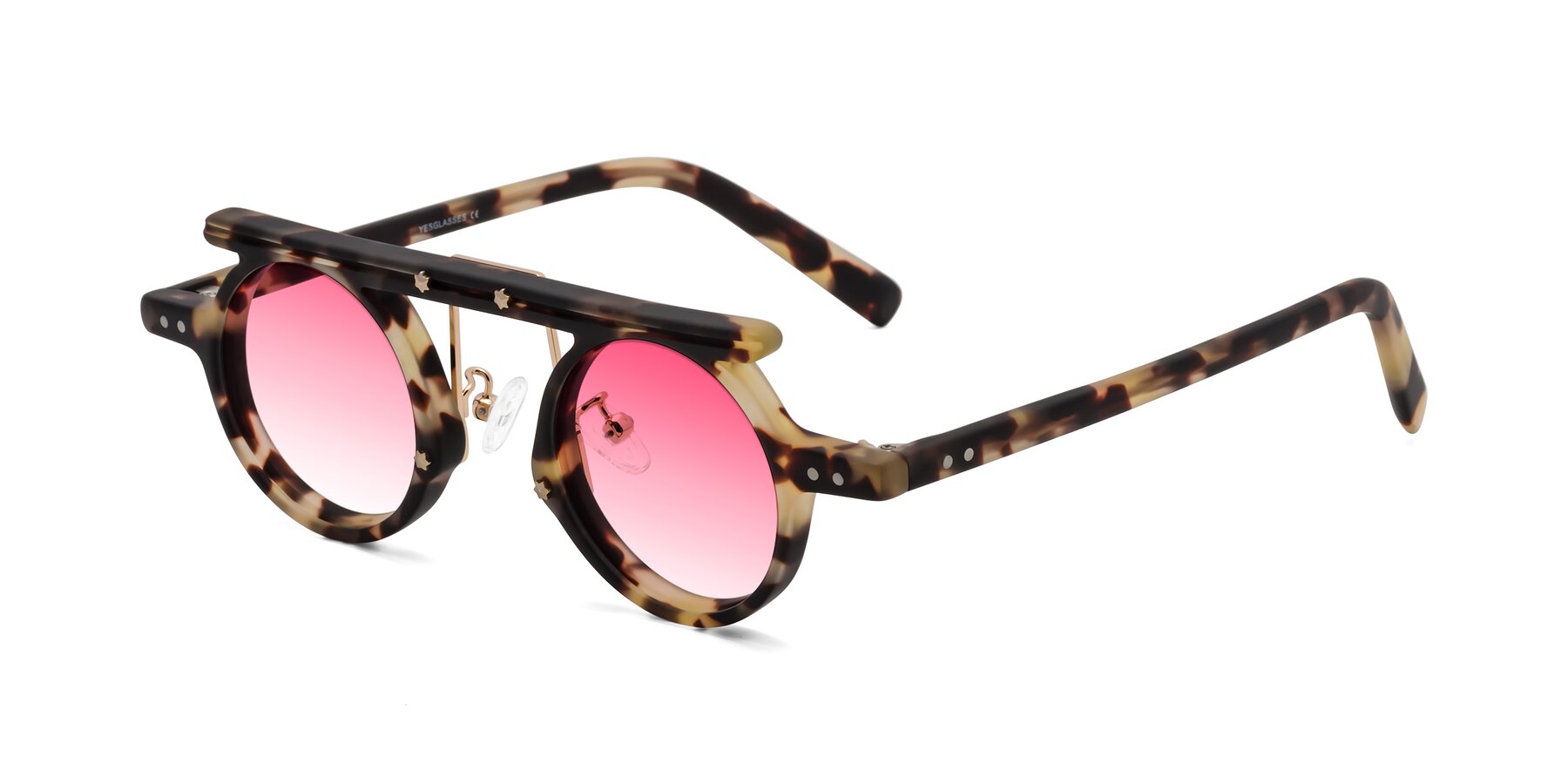 Angle of Deer in Sandstorm Tortoise with Pink Gradient Lenses