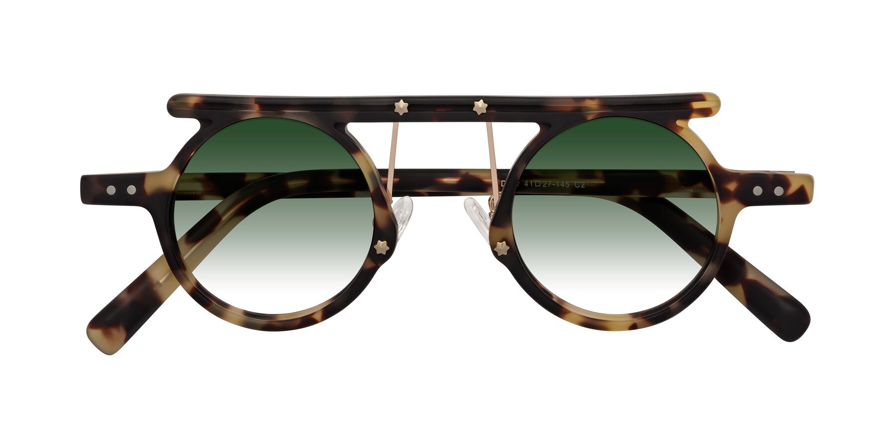 Folded Front of Deer in Sandstorm Tortoise with Green Gradient Lenses