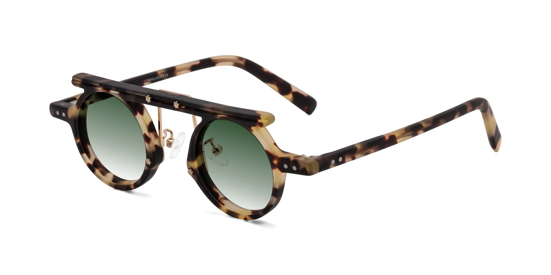 Angle of Deer in Sandstorm Tortoise with Green Gradient Lenses