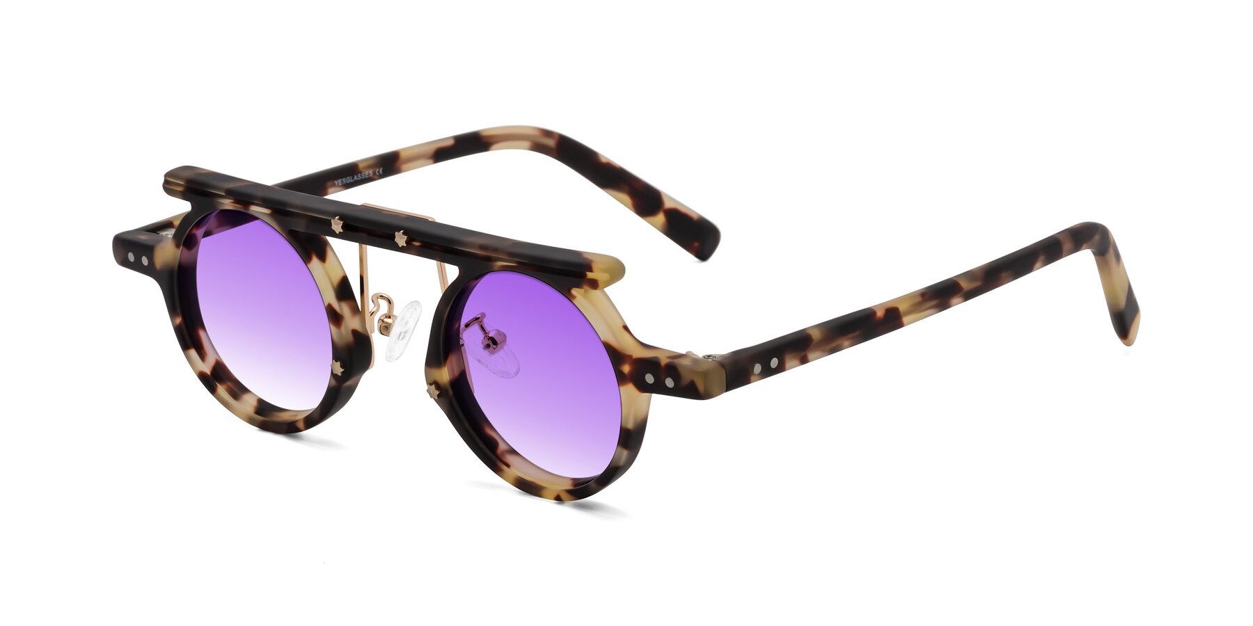 Angle of Deer in Sandstorm Tortoise with Purple Gradient Lenses