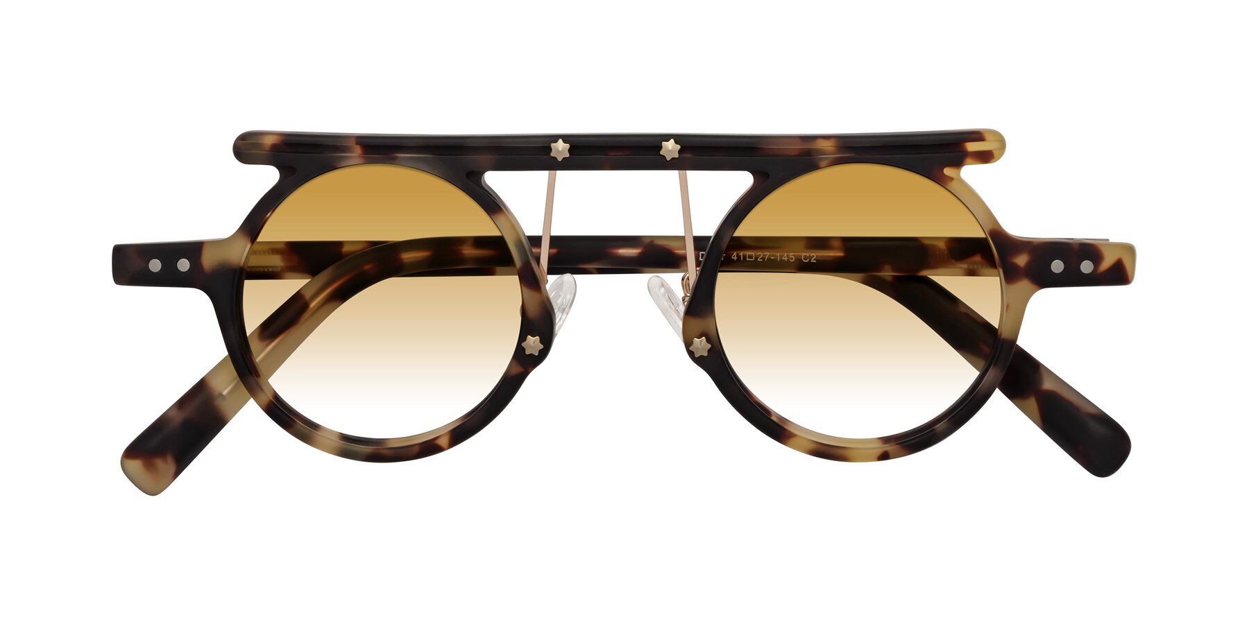 Folded Front of Deer in Sandstorm Tortoise with Champagne Gradient Lenses