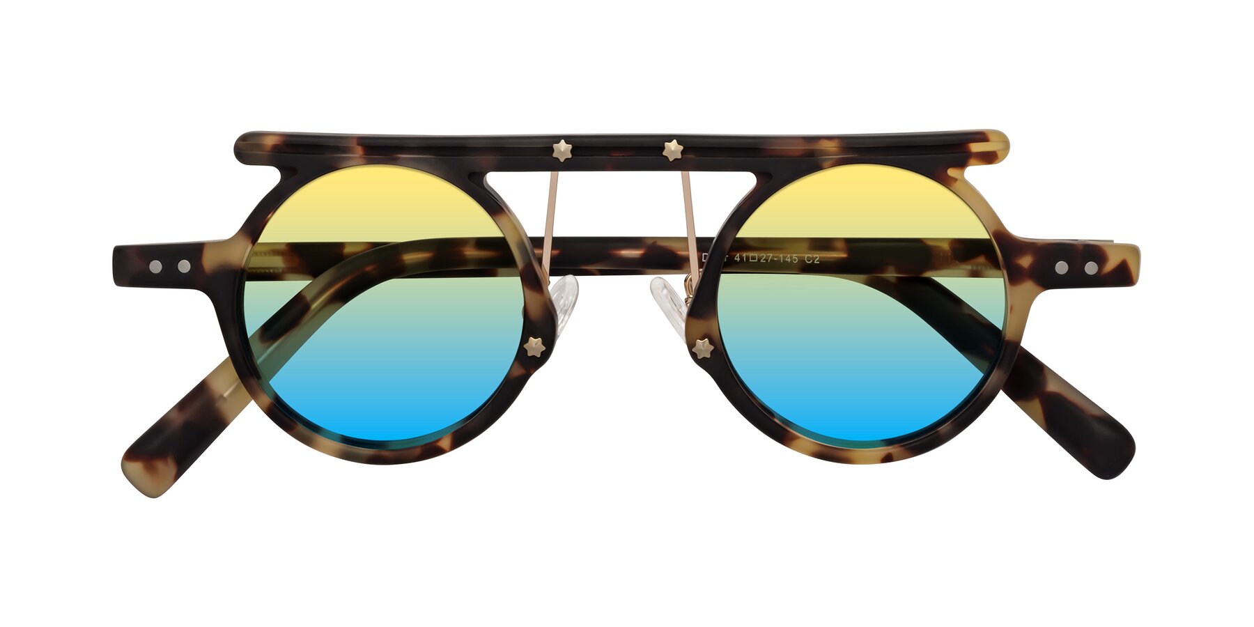 Folded Front of Deer in Sandstorm Tortoise with Yellow / Blue Gradient Lenses