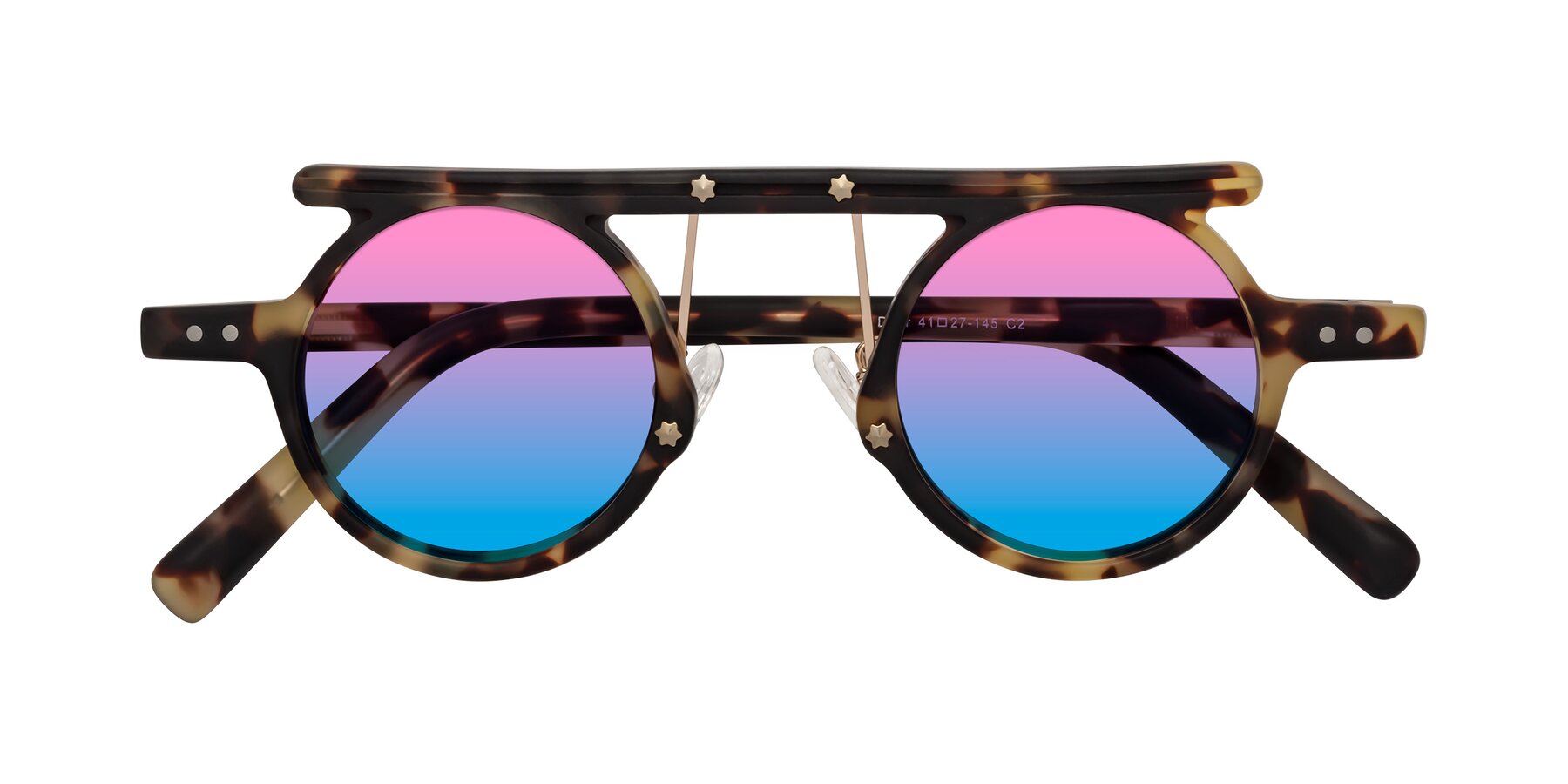 Folded Front of Deer in Sandstorm Tortoise with Pink / Blue Gradient Lenses