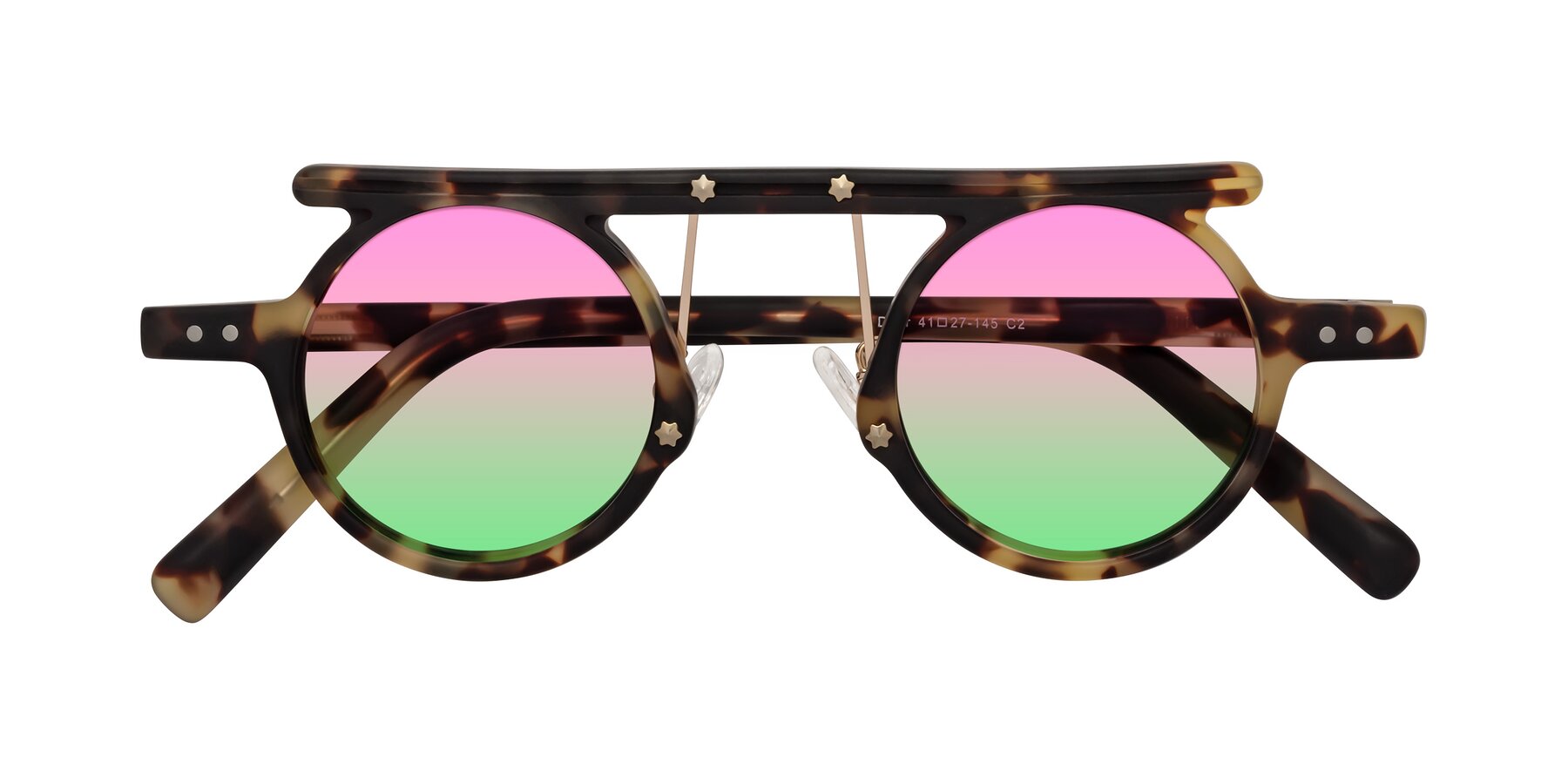 Folded Front of Deer in Sandstorm Tortoise with Pink / Green Gradient Lenses