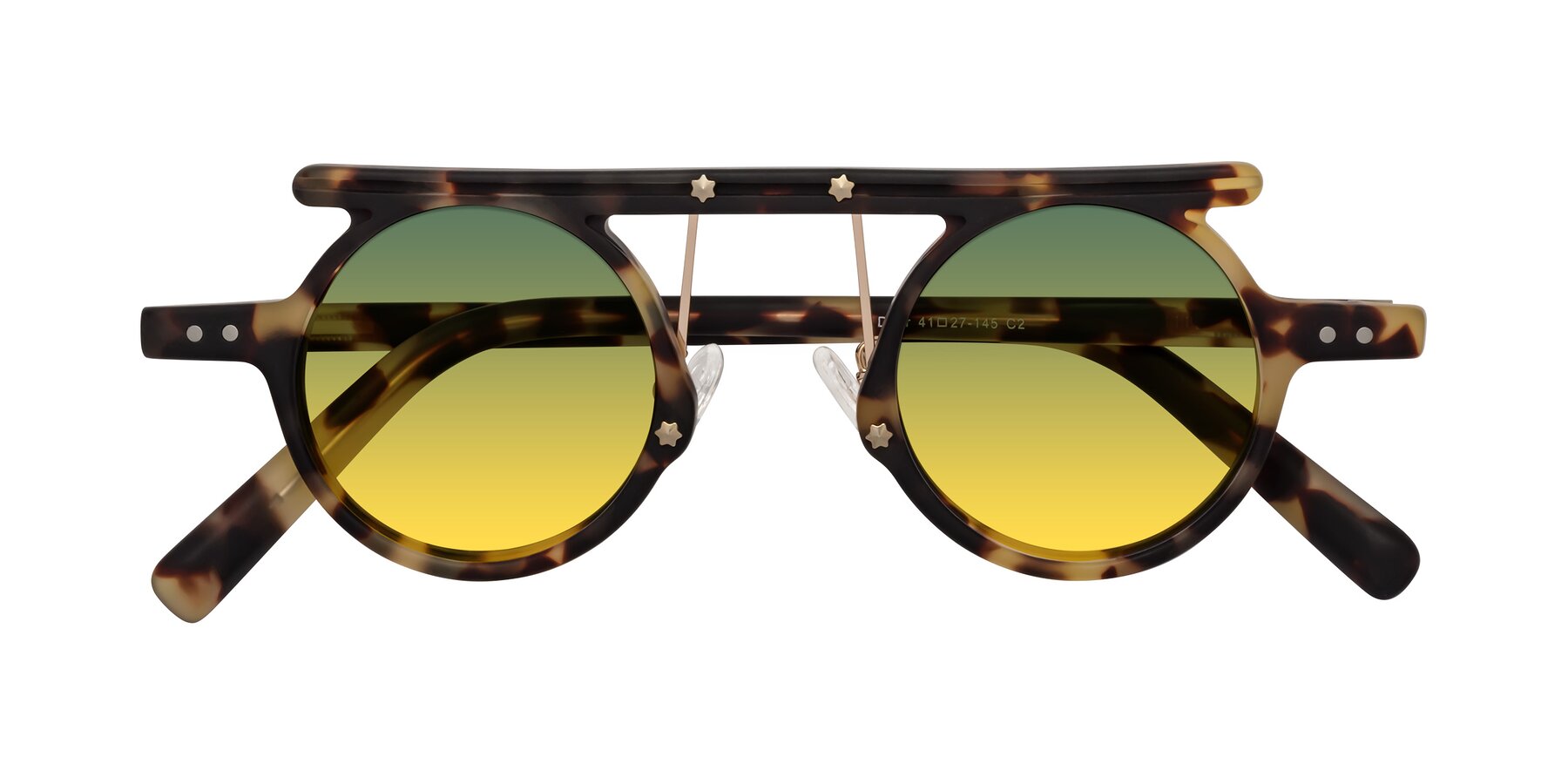 Folded Front of Deer in Sandstorm Tortoise with Green / Yellow Gradient Lenses