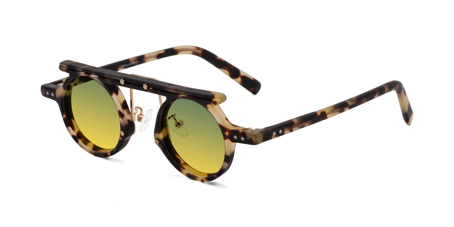 Angle of Deer in Sandstorm Tortoise with Green / Yellow Gradient Lenses