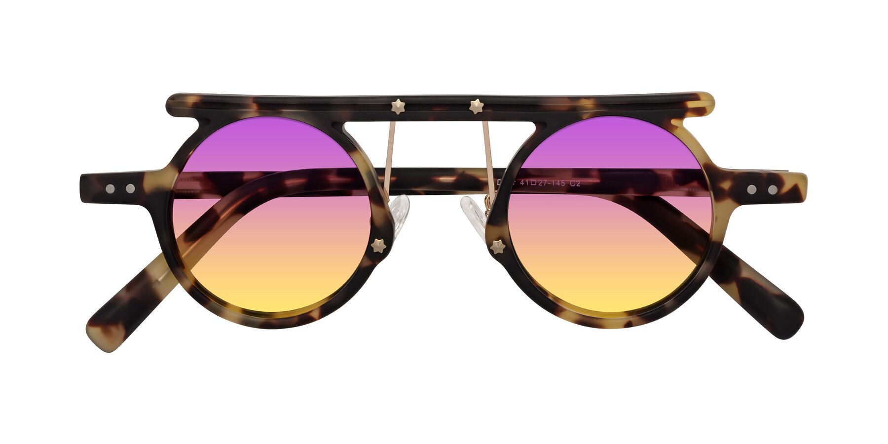 Folded Front of Deer in Sandstorm Tortoise with Purple / Yellow Gradient Lenses