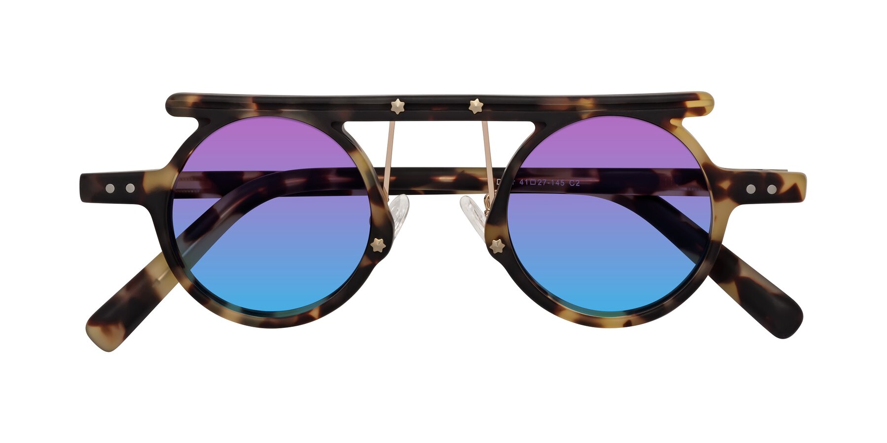 Folded Front of Deer in Sandstorm Tortoise with Purple / Blue Gradient Lenses