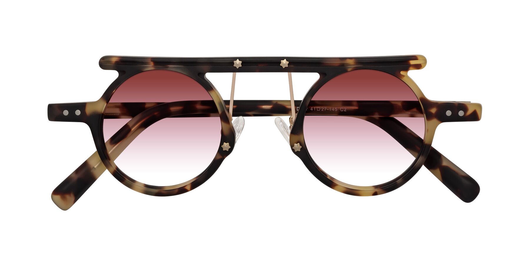 Folded Front of Deer in Sandstorm Tortoise with Garnet Gradient Lenses