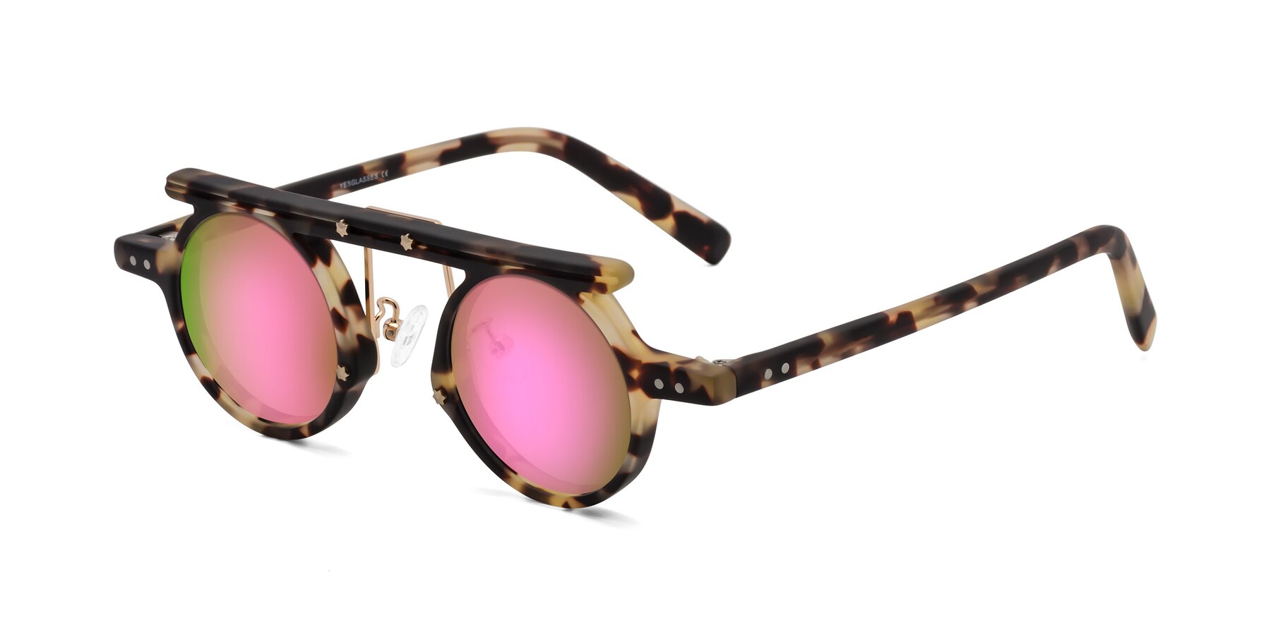 Angle of Deer in Sandstorm Tortoise with Pink Mirrored Lenses