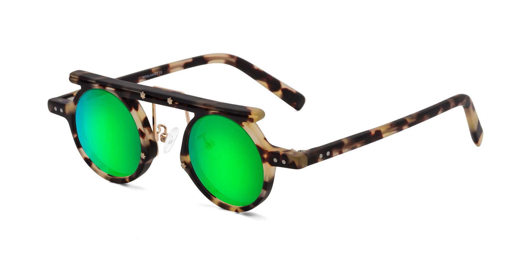 Angle of Deer in Sandstorm Tortoise with Green Mirrored Lenses