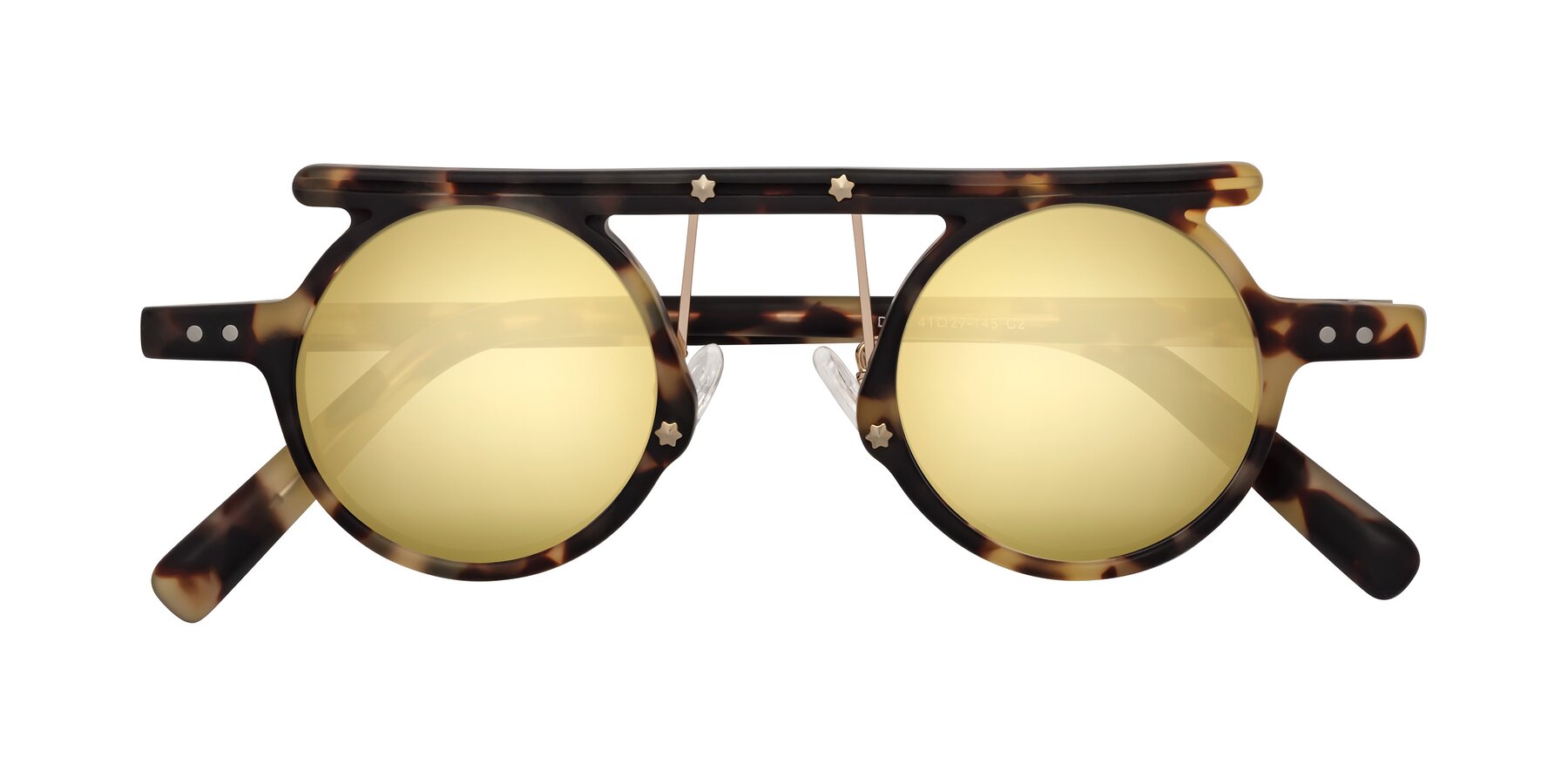 Folded Front of Deer in Sandstorm Tortoise with Gold Mirrored Lenses