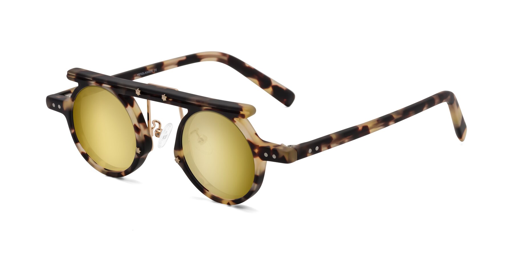 Angle of Deer in Sandstorm Tortoise with Gold Mirrored Lenses