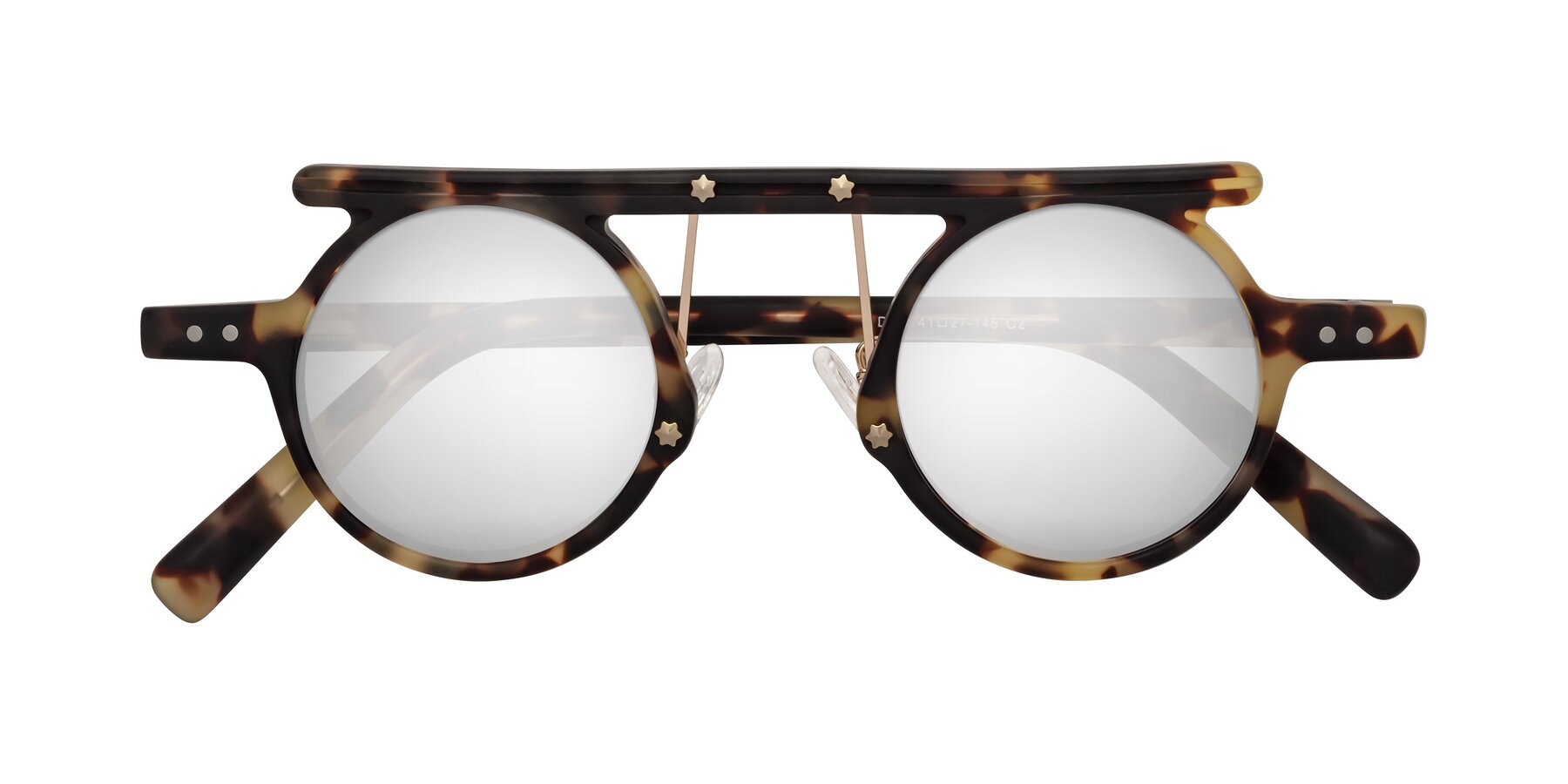 Folded Front of Deer in Sandstorm Tortoise with Silver Mirrored Lenses