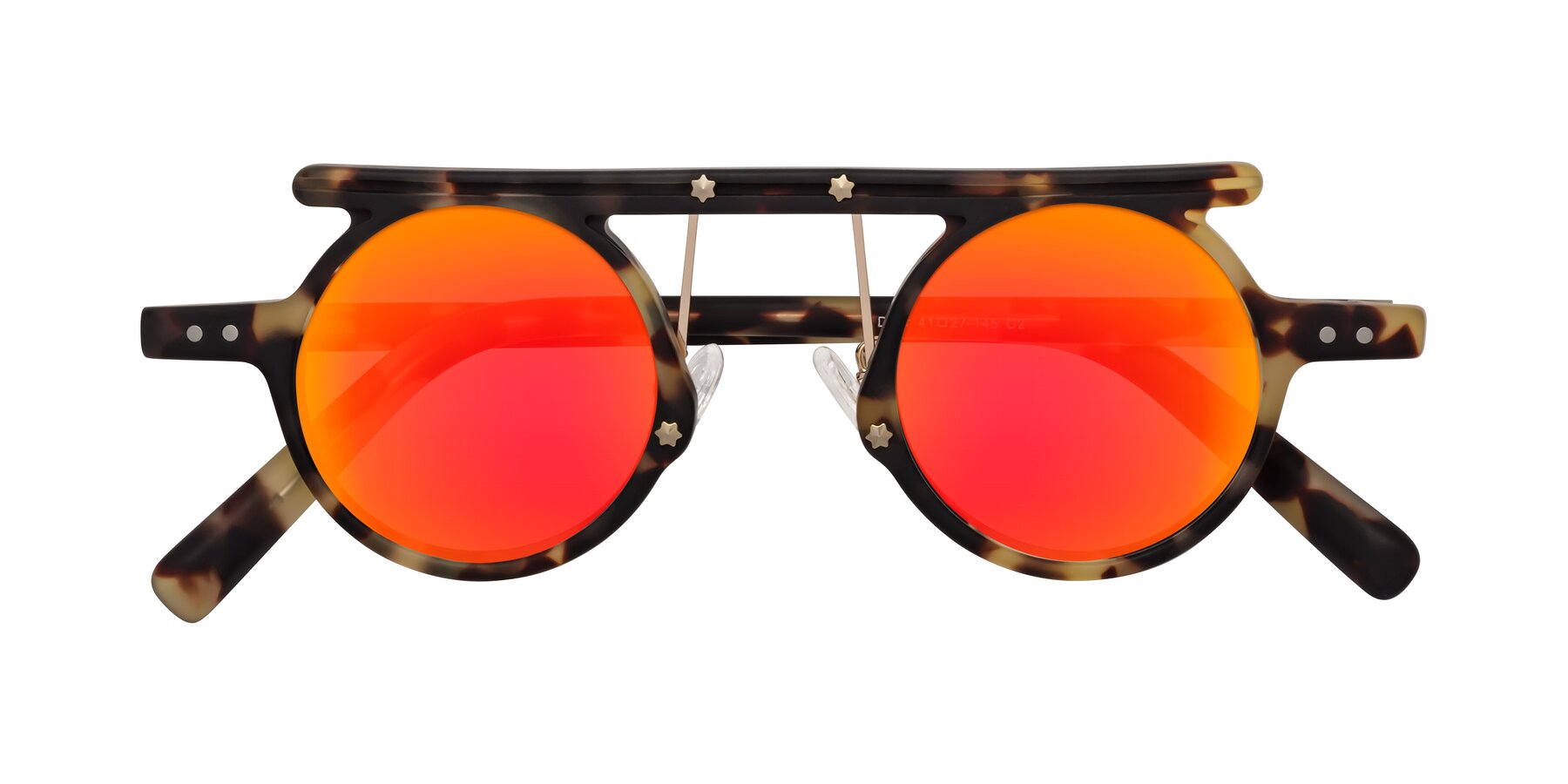 Folded Front of Deer in Sandstorm Tortoise with Red Gold Mirrored Lenses