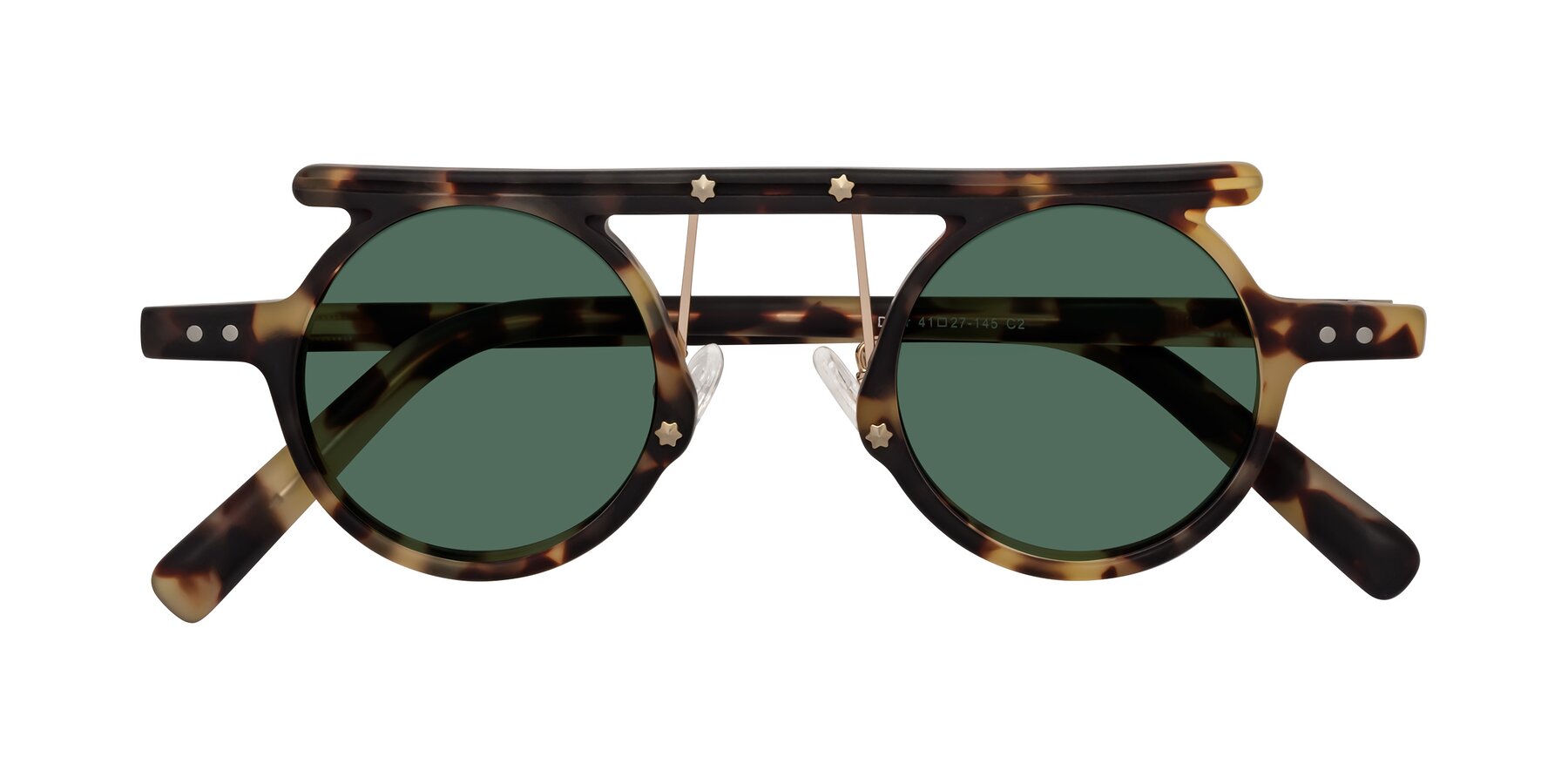 Folded Front of Deer in Sandstorm Tortoise with Green Polarized Lenses