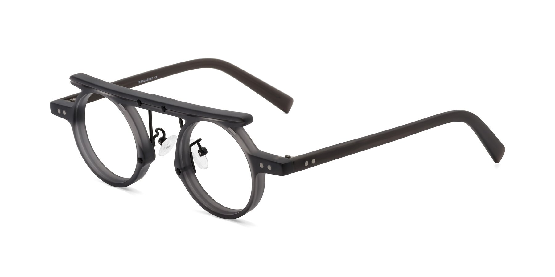 Angle of Deer in Matte Gray with Clear Eyeglass Lenses