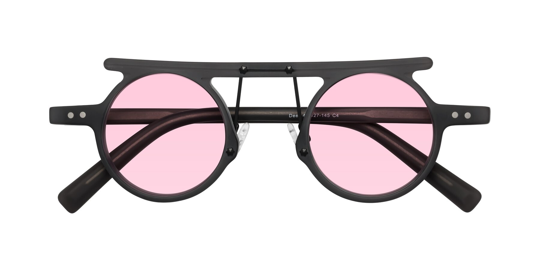 Folded Front of Deer in Matte Gray with Light Pink Tinted Lenses