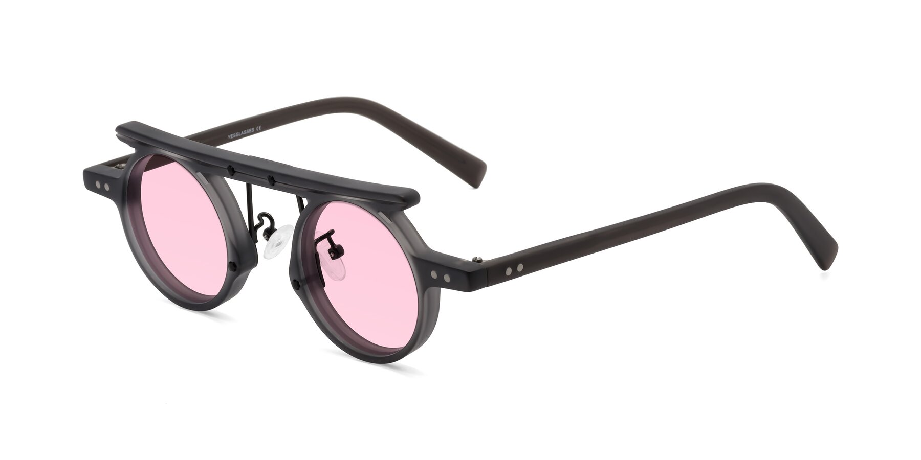 Angle of Deer in Matte Gray with Light Pink Tinted Lenses