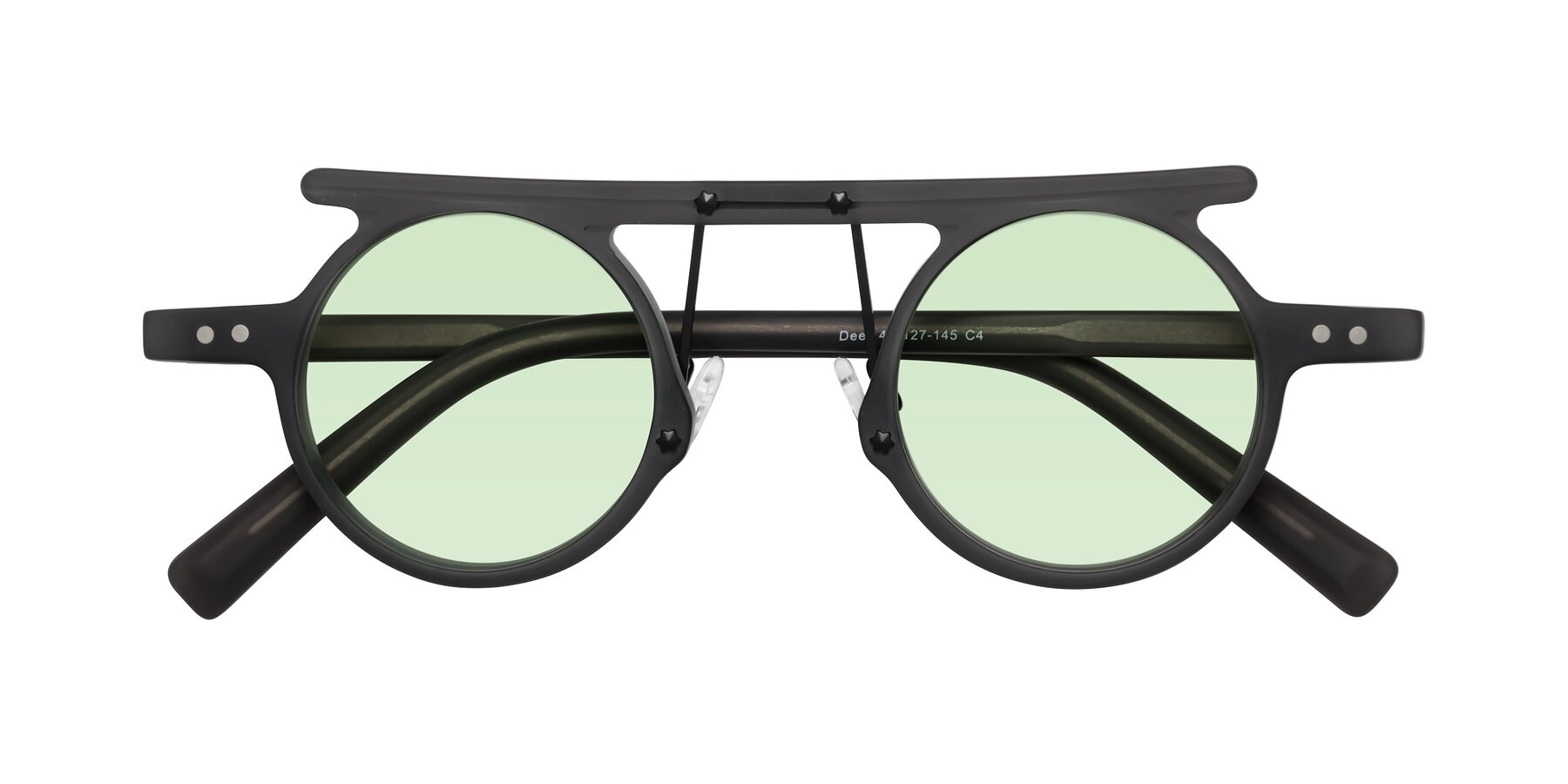 Folded Front of Deer in Matte Gray with Light Green Tinted Lenses