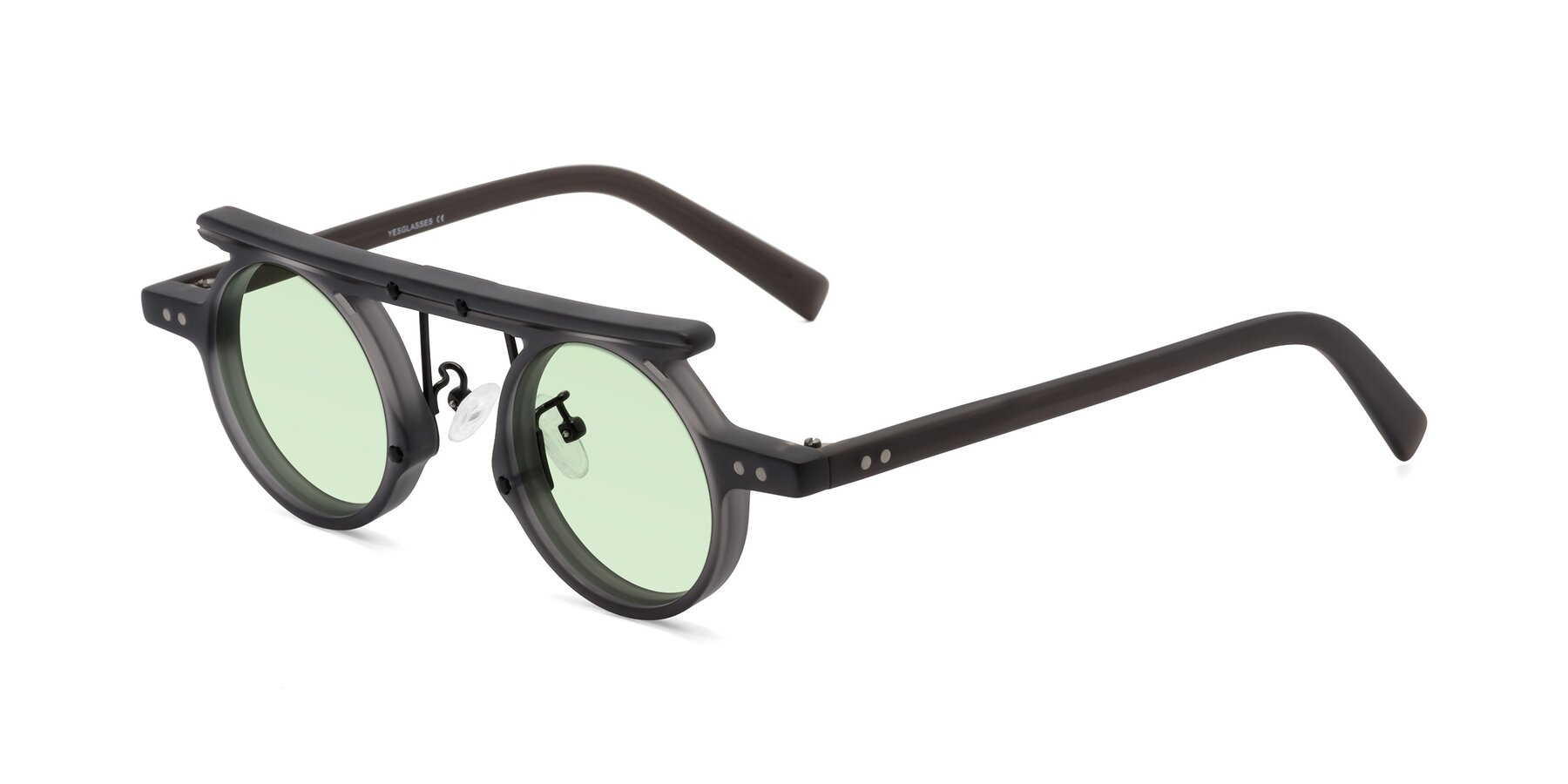 Angle of Deer in Matte Gray with Light Green Tinted Lenses