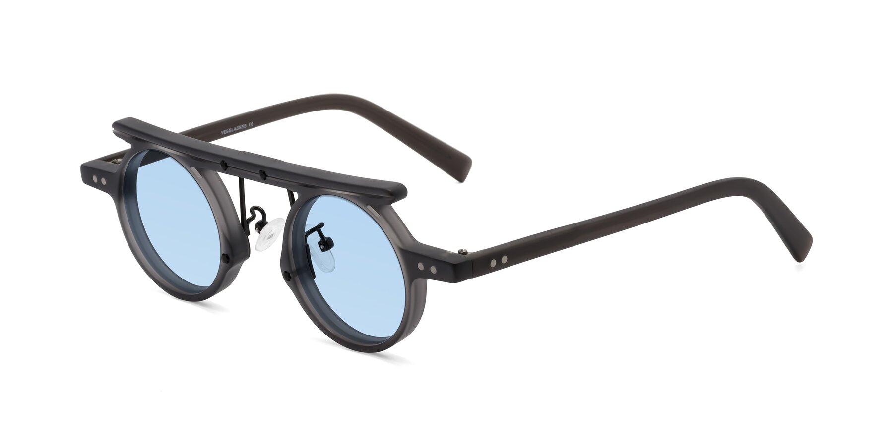 Angle of Deer in Matte Gray with Light Blue Tinted Lenses