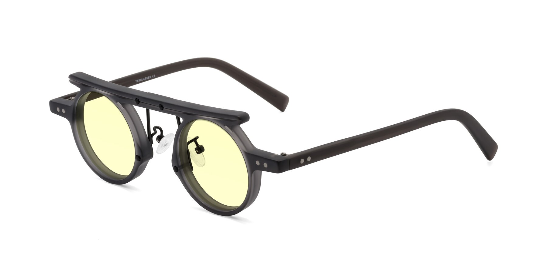 Angle of Deer in Matte Gray with Light Yellow Tinted Lenses