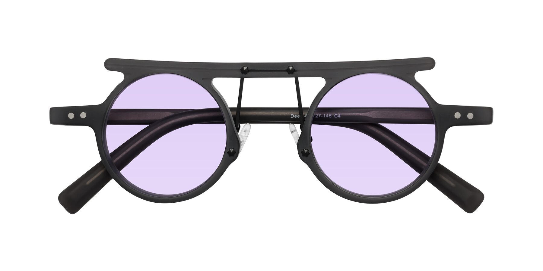 Folded Front of Deer in Matte Gray with Light Purple Tinted Lenses