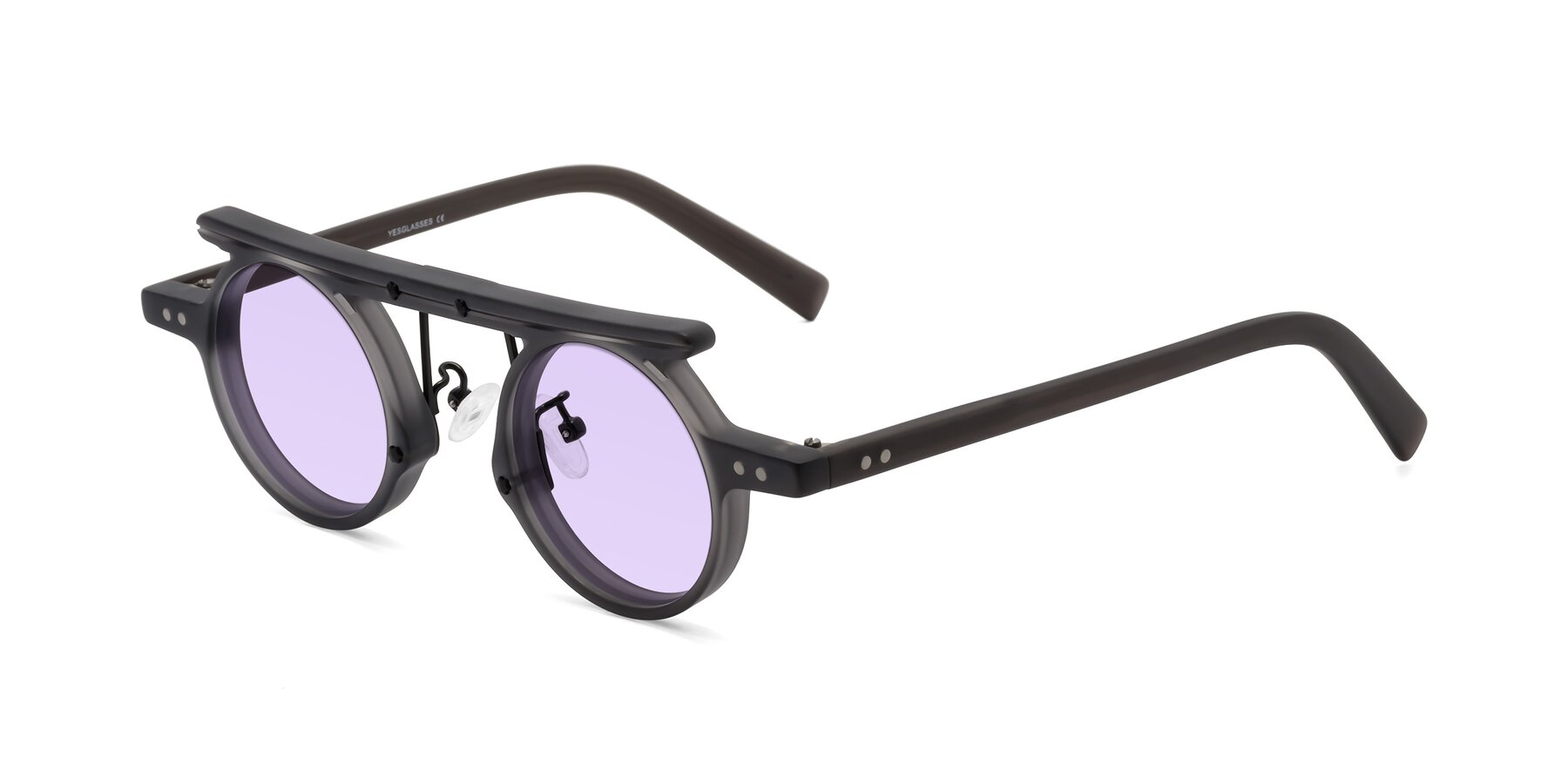 Angle of Deer in Matte Gray with Light Purple Tinted Lenses