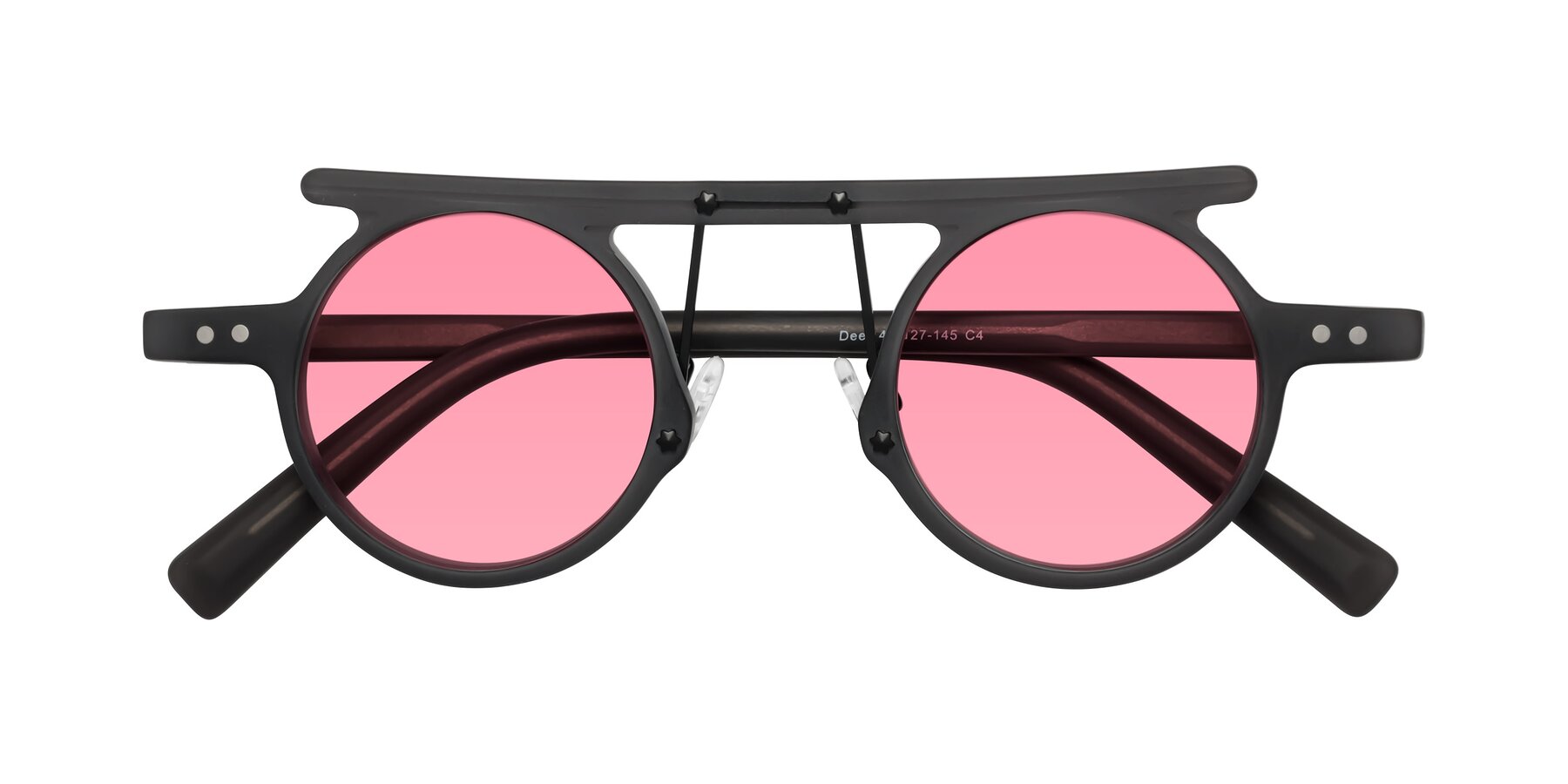 Folded Front of Deer in Matte Gray with Pink Tinted Lenses