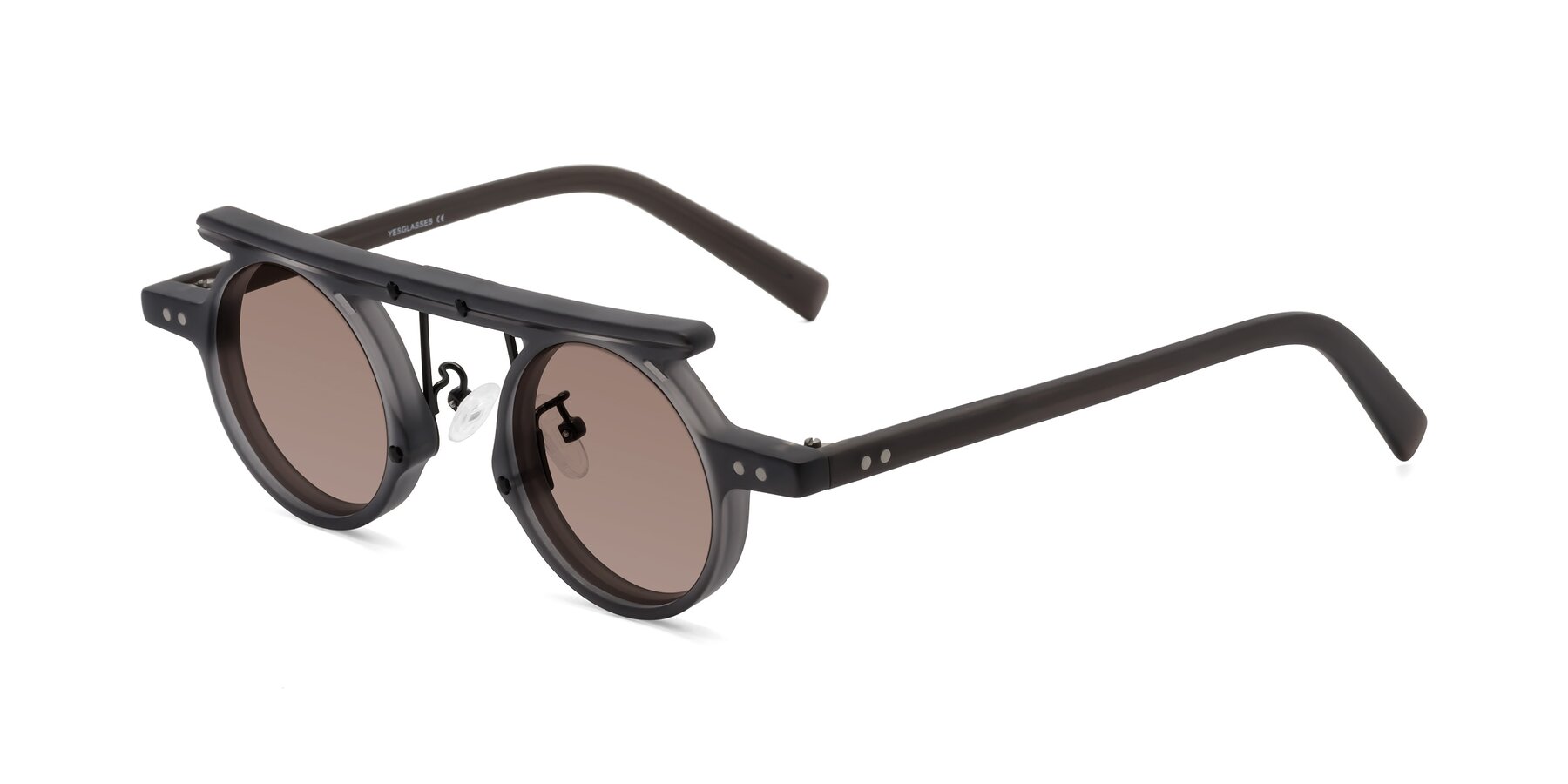 Angle of Deer in Matte Gray with Medium Brown Tinted Lenses